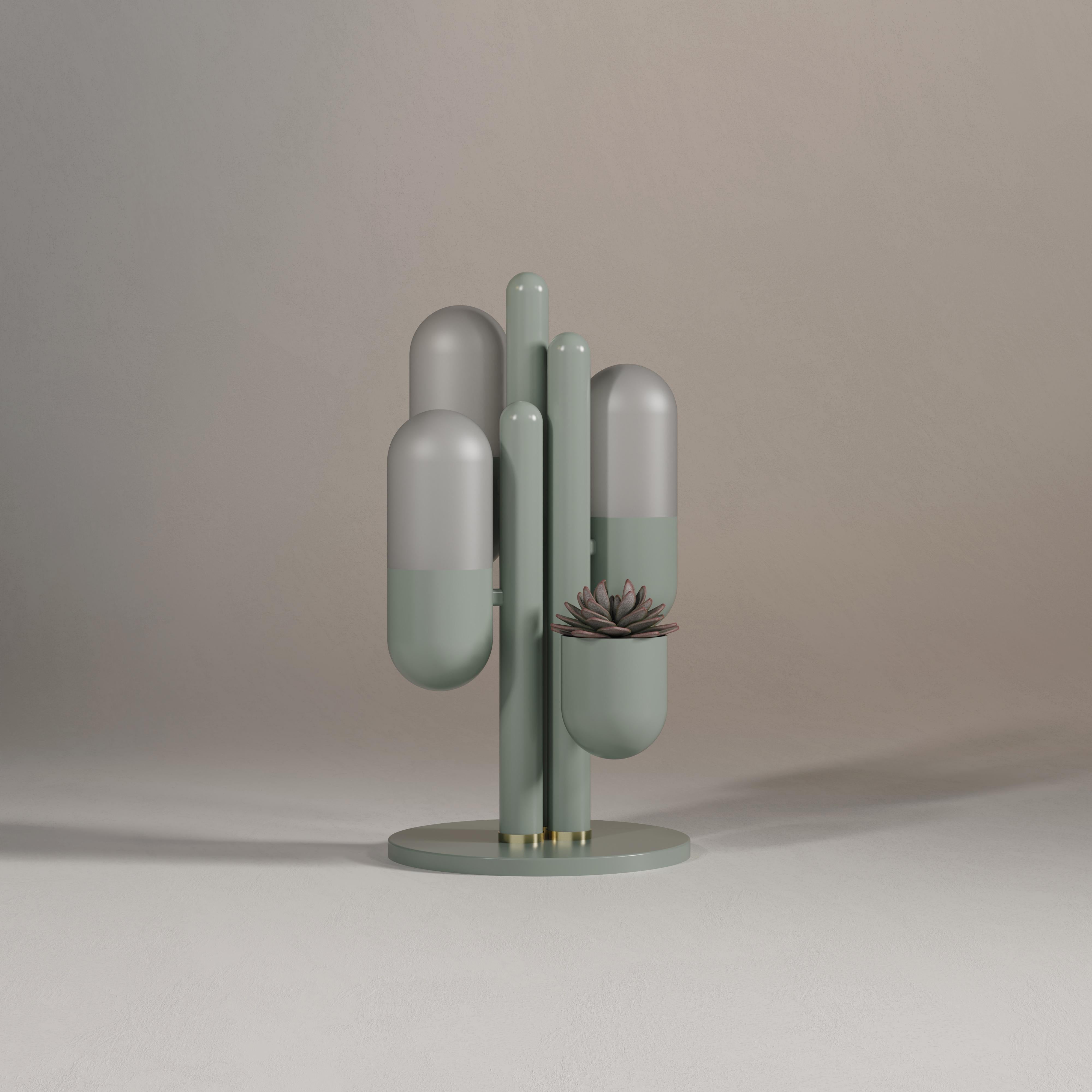 Lampe de bureau Cactus du 21e siècle en métal laqué et verre blanc par Creativemary en vente 1