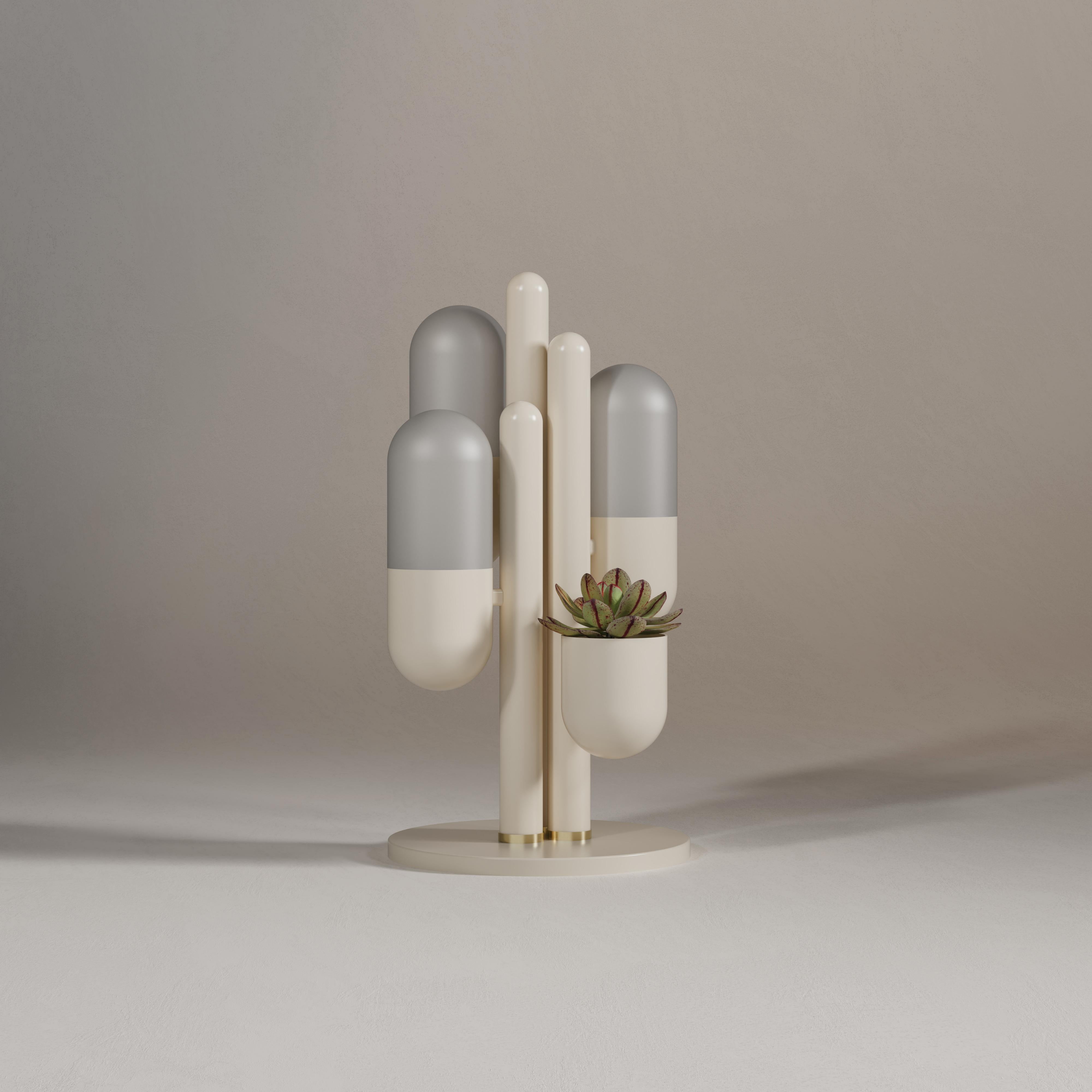 Lampe de bureau Cactus du 21e siècle en métal laqué et verre blanc par Creativemary en vente 2