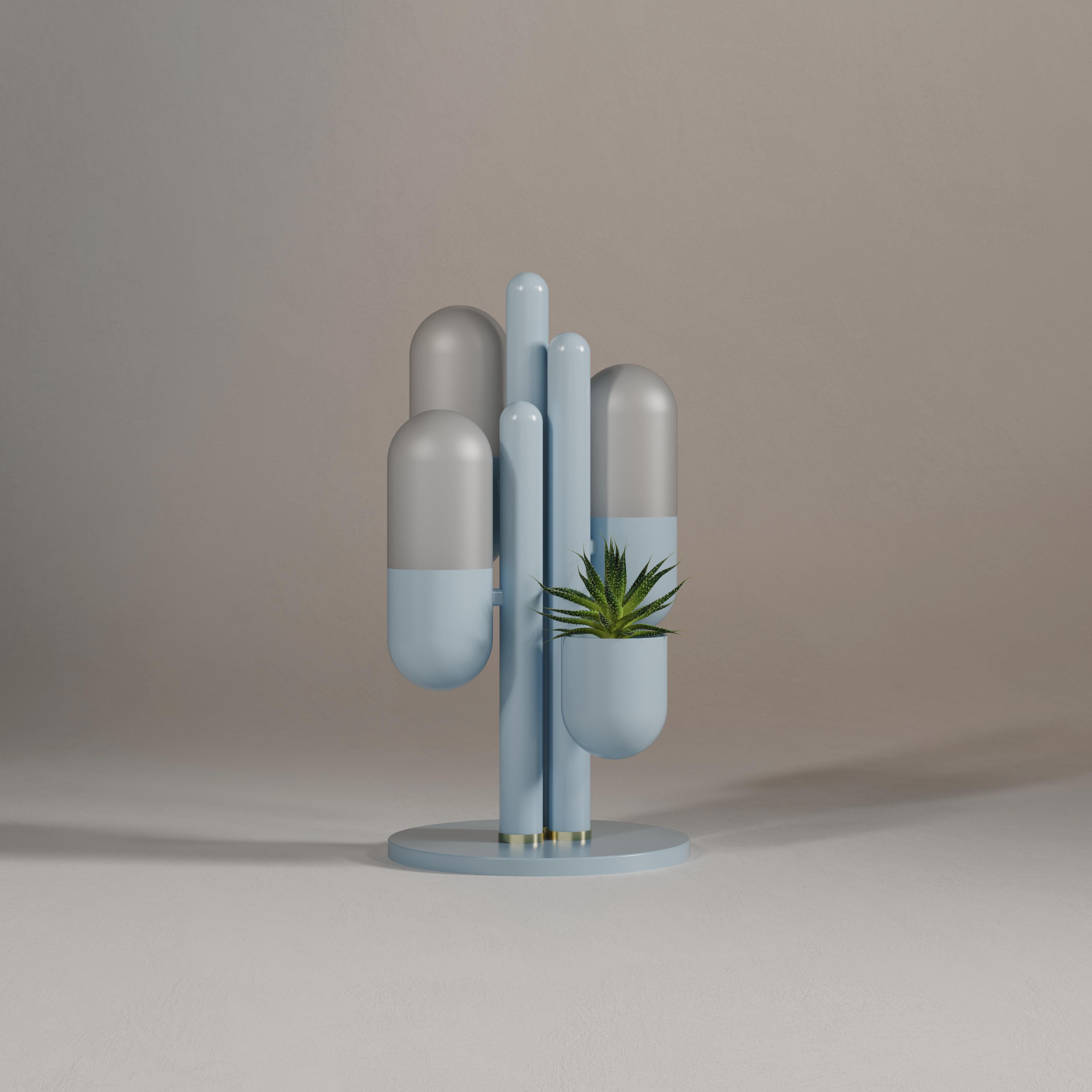 Lampe de bureau Cactus du 21e siècle en métal laqué et verre blanc par Creativemary en vente 3