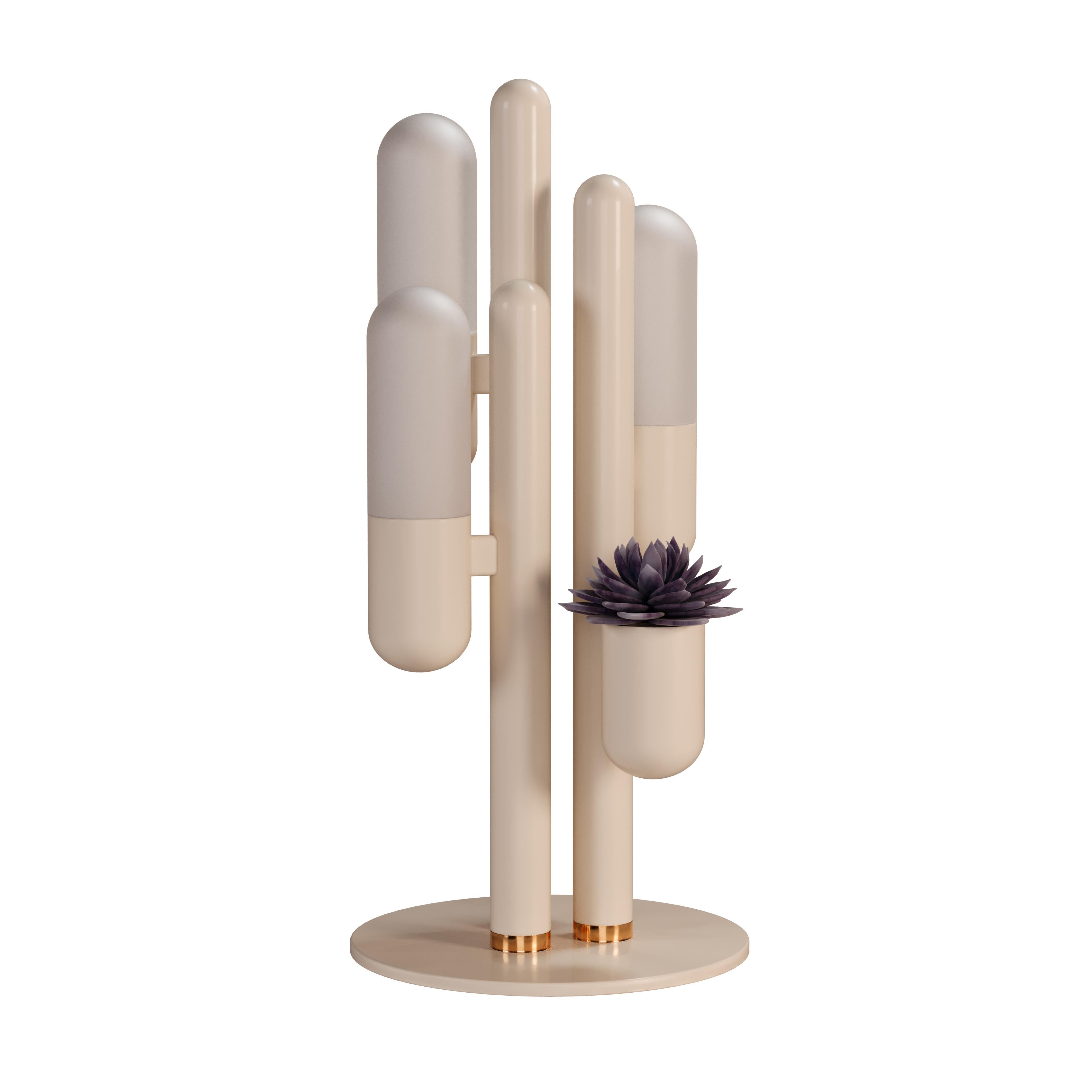 Lampe de bureau Cactus du 21e siècle en métal laqué et verre blanc par Creativemary en vente 4