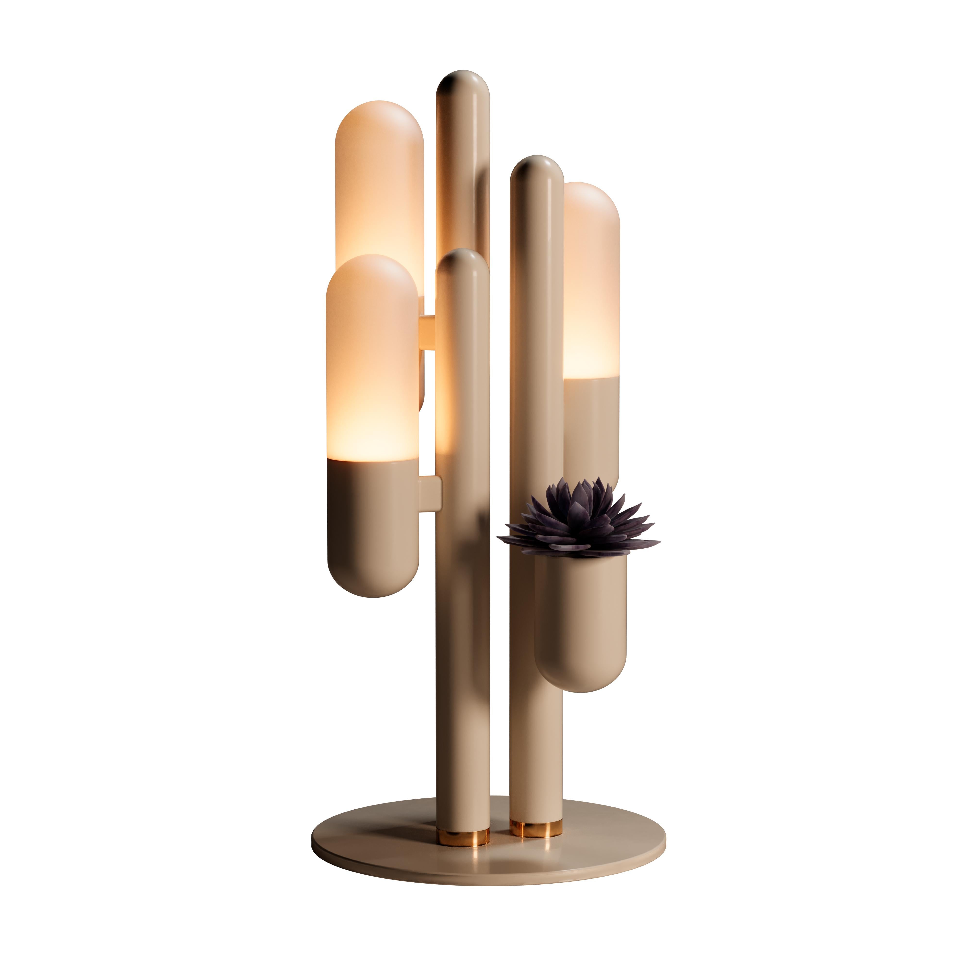 Lampe de bureau Cactus du 21e siècle en métal laqué et verre blanc par Creativemary en vente 5