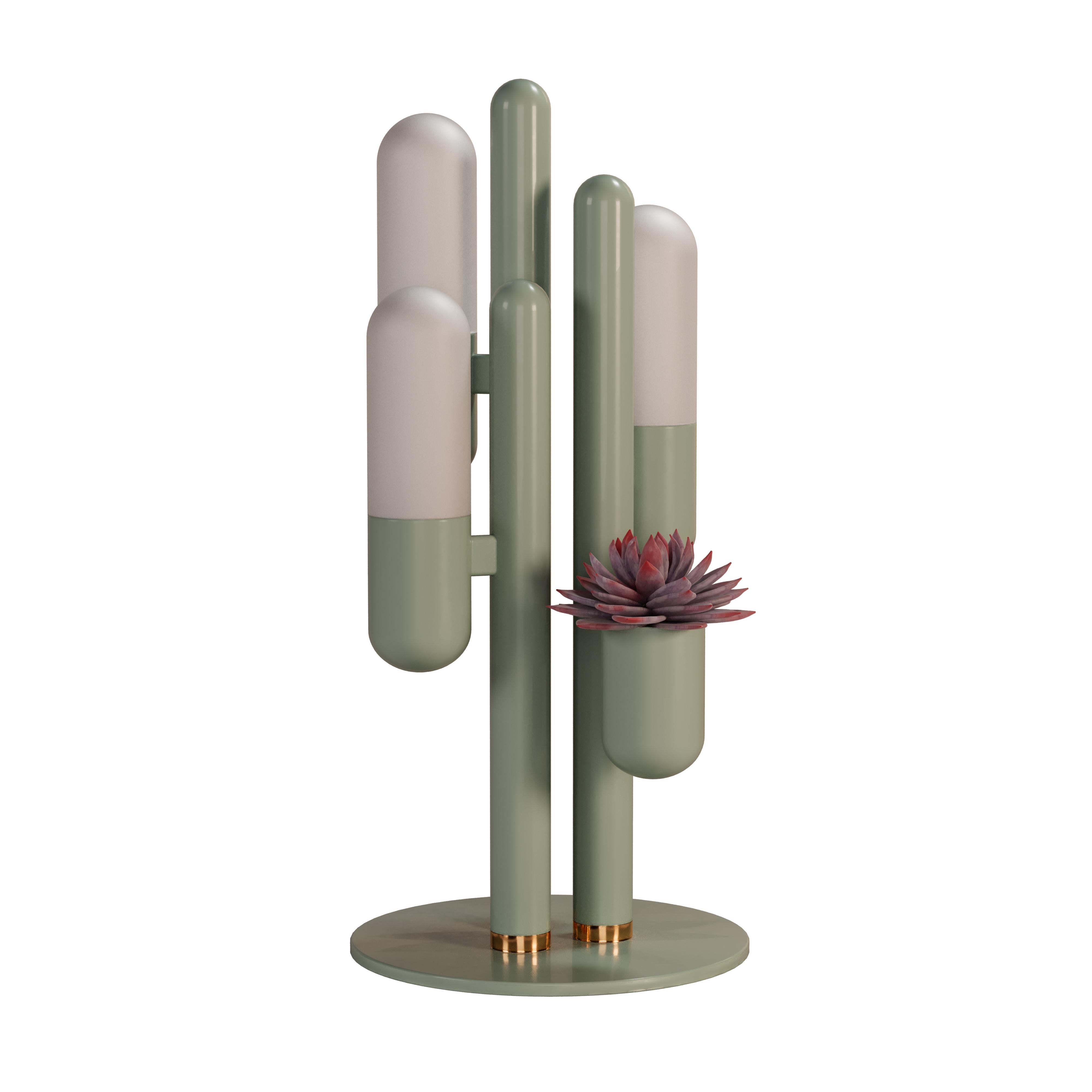 Lampe de bureau Cactus du 21e siècle en métal laqué et verre blanc par Creativemary en vente 6