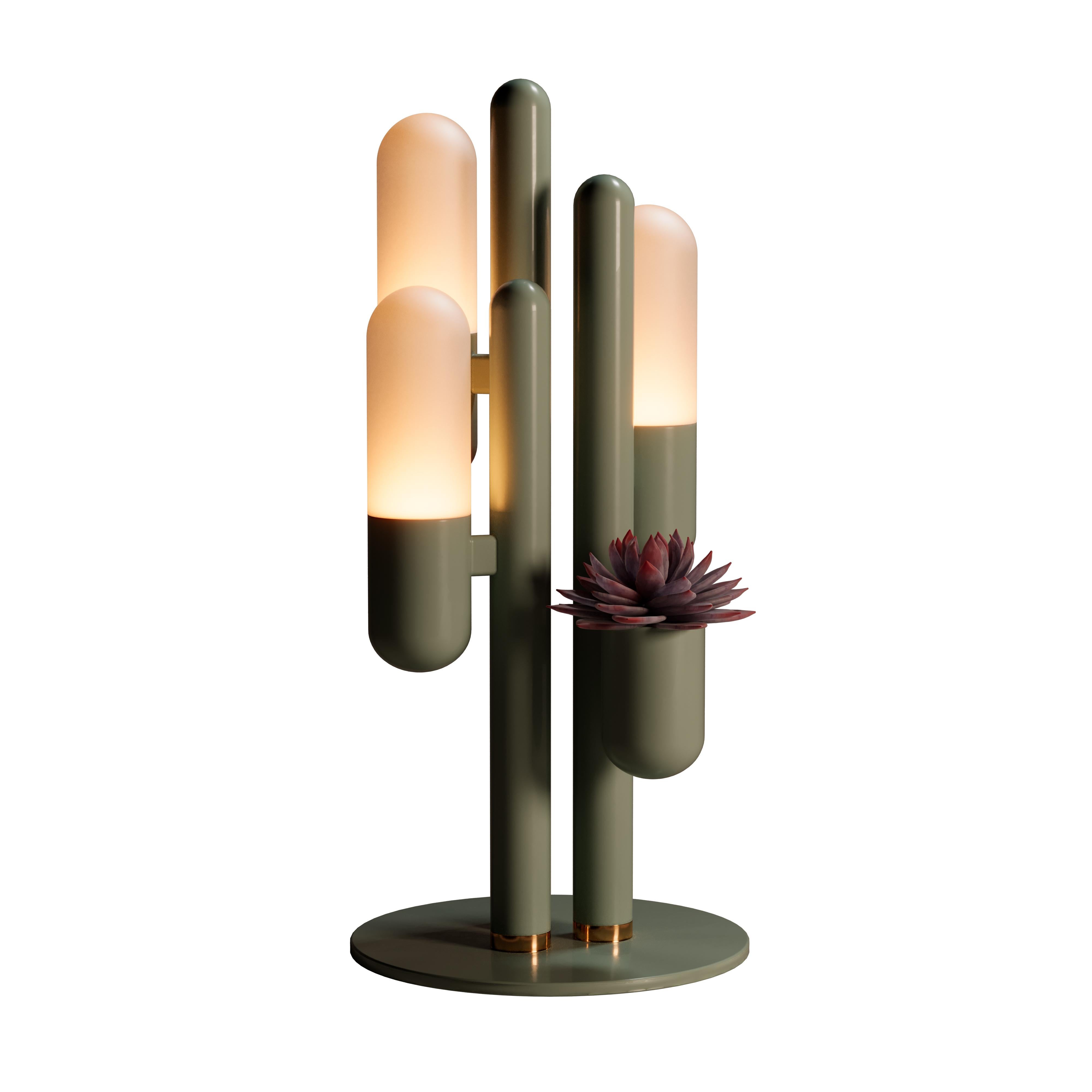 Lampe de bureau Cactus du 21e siècle en métal laqué et verre blanc par Creativemary en vente 7