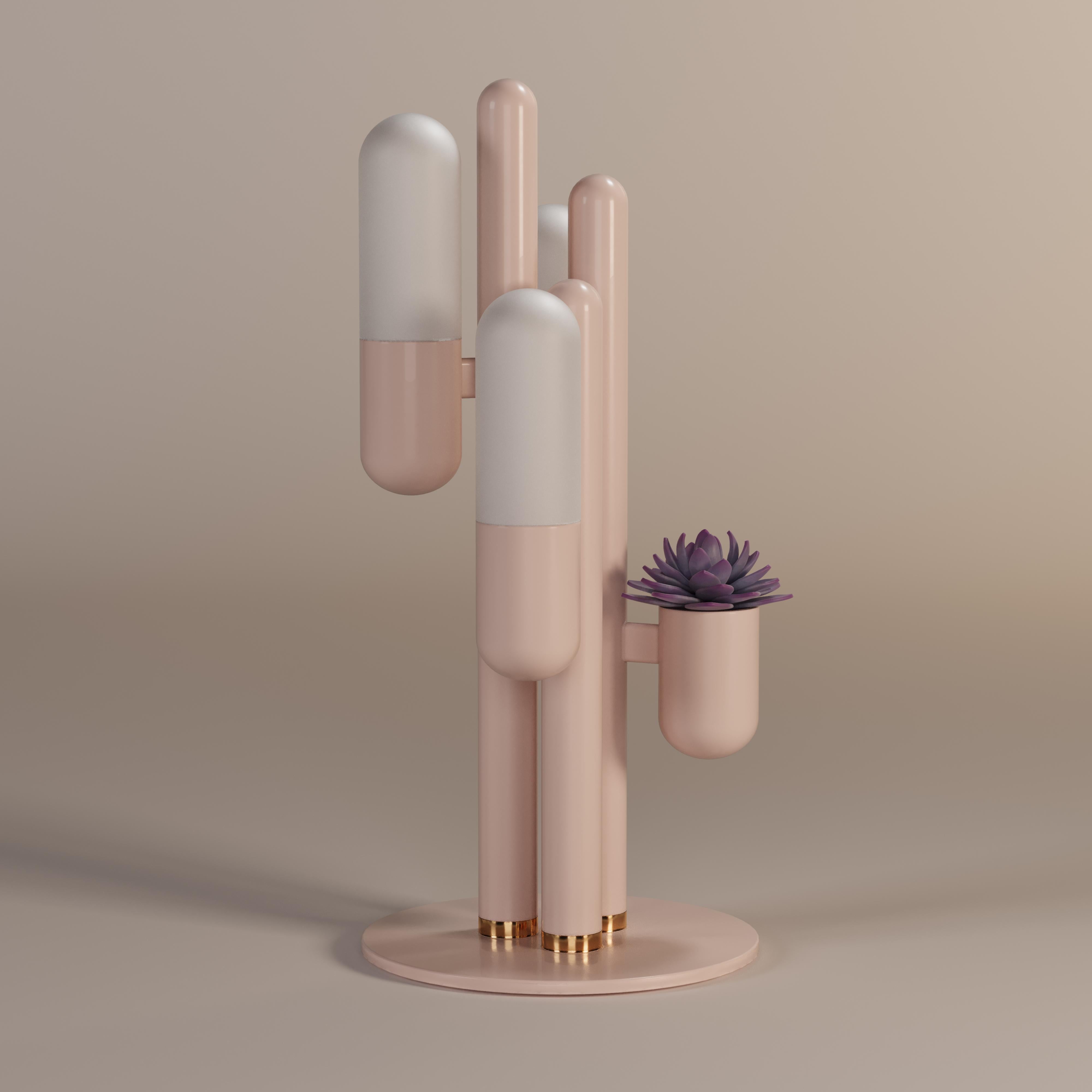 Lampe de bureau Cactus du 21e siècle en métal laqué et verre blanc par Creativemary en vente 10