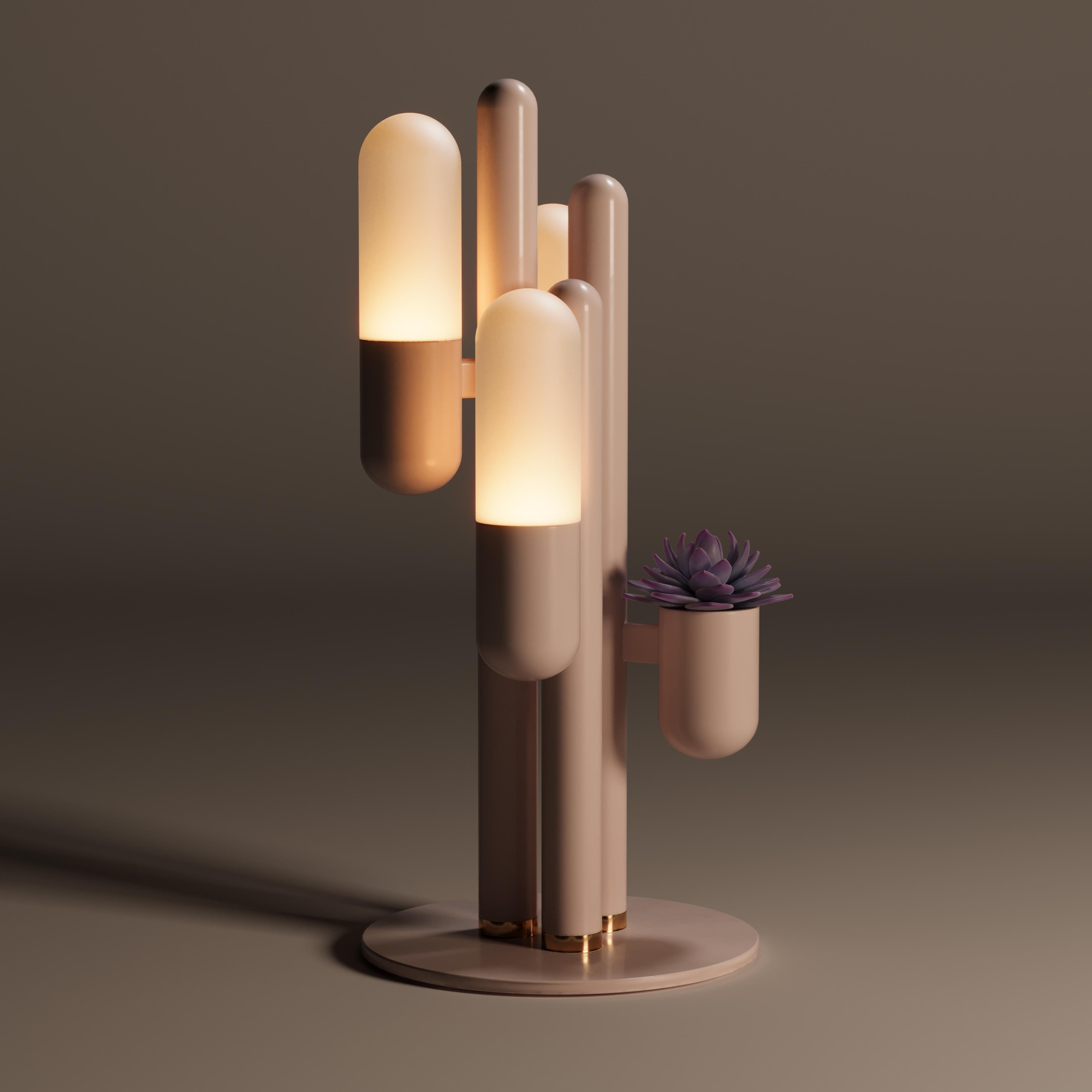 Lampe de bureau Cactus du 21e siècle en métal laqué et verre blanc par Creativemary en vente 11