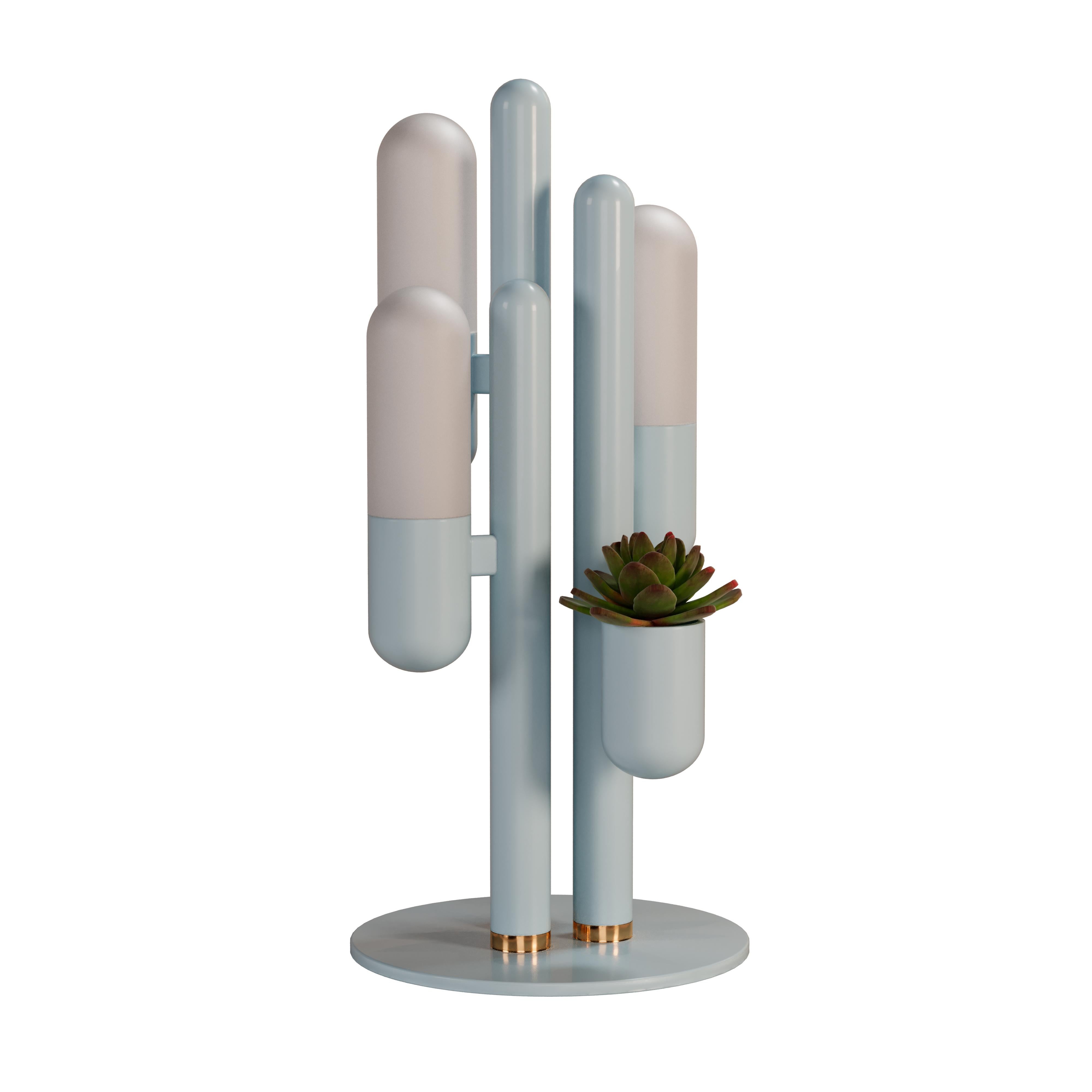 Lampe de bureau Cactus du 21e siècle en métal laqué et verre blanc par Creativemary en vente 2