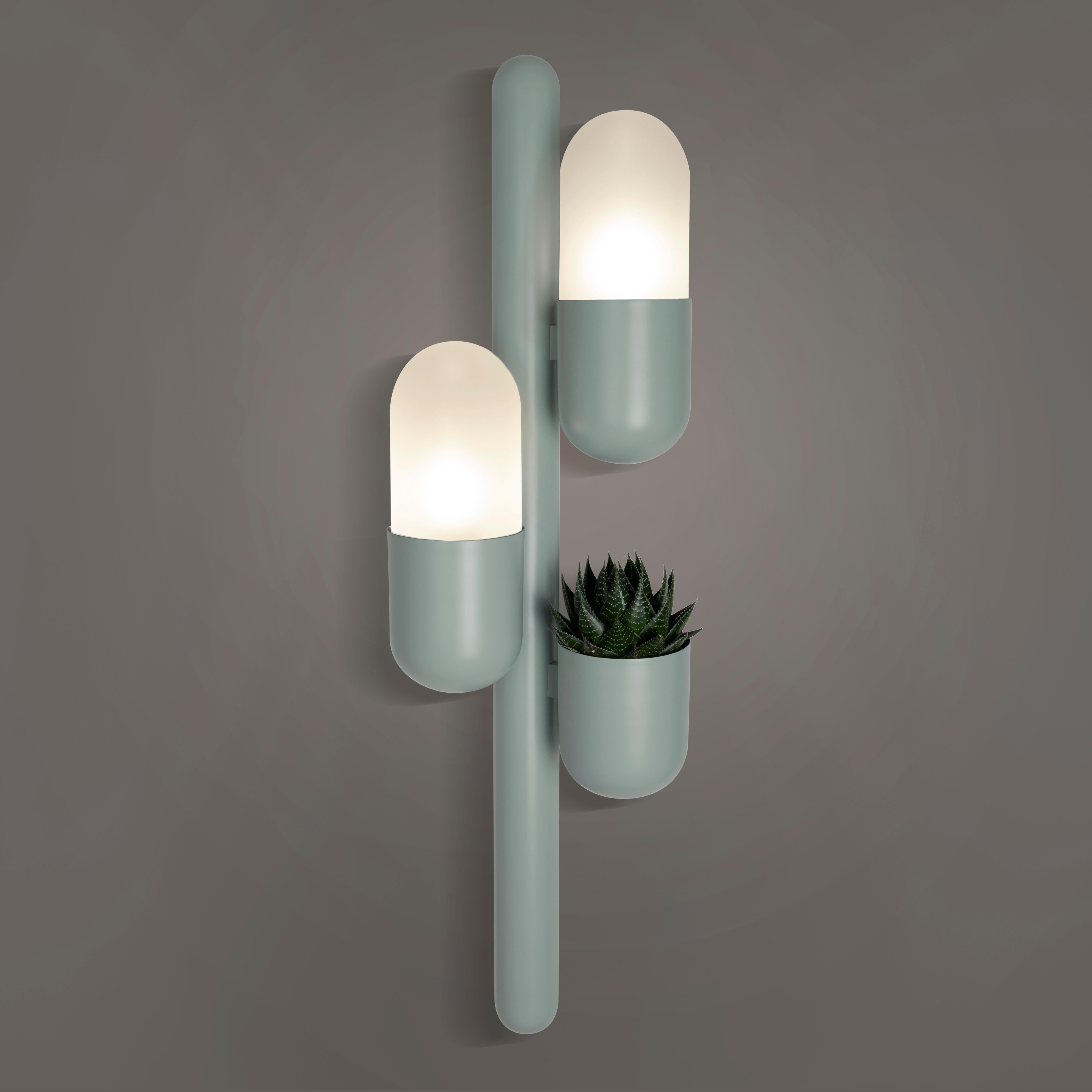 Aplique Cactus Siglo XXI Metal Lacado Vidrio Opal by Creativemary en venta 5