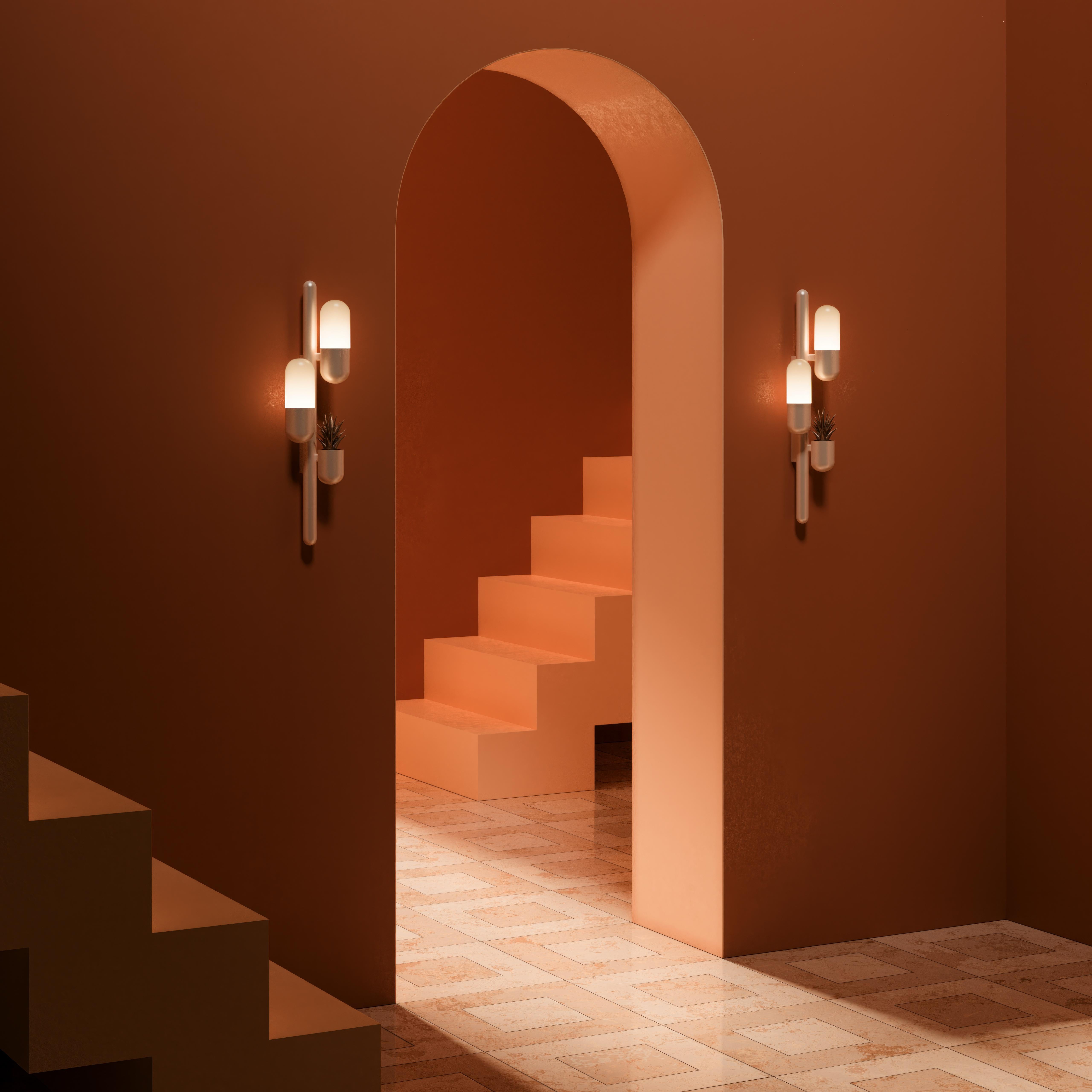 Aplique Cactus Siglo XXI Metal Lacado Vidrio Opal by Creativemary en venta 3