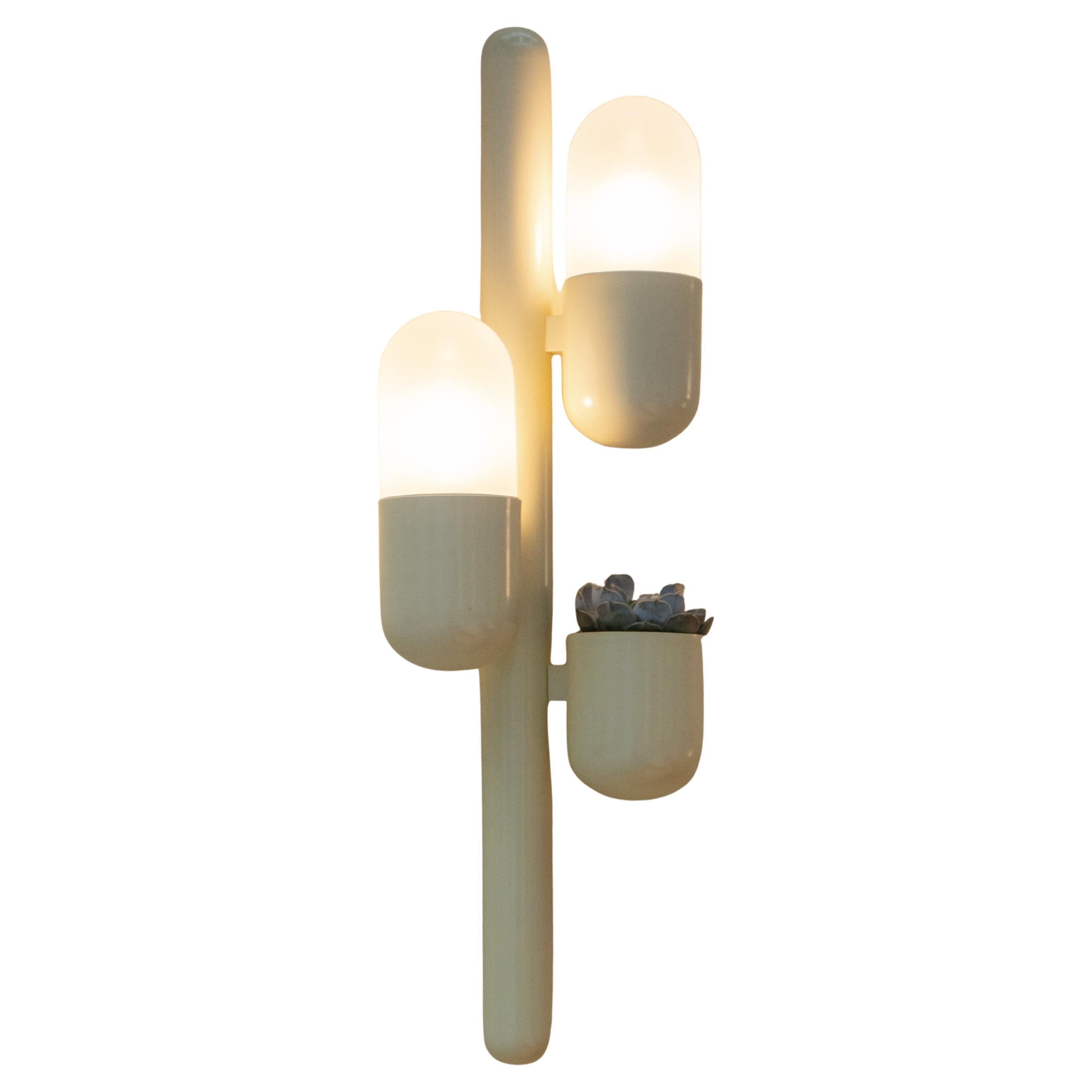 Lampada da parete Cactus del XXI secolo in metallo laccato e vetro opalino di Creativemary