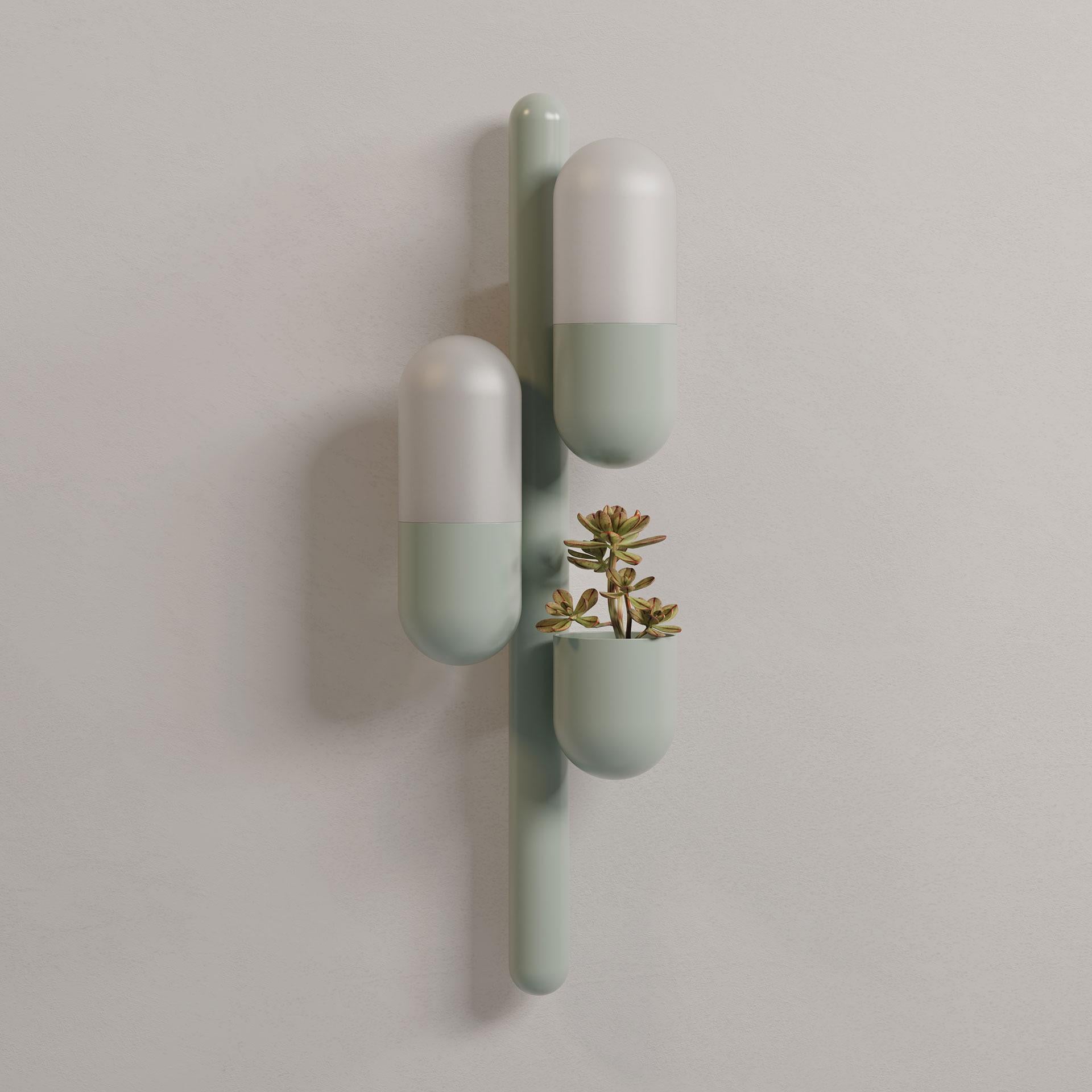 Portugais Lampe murale Cactus du 21e siècle en métal laqué et verre blanc par Creativemary en vente