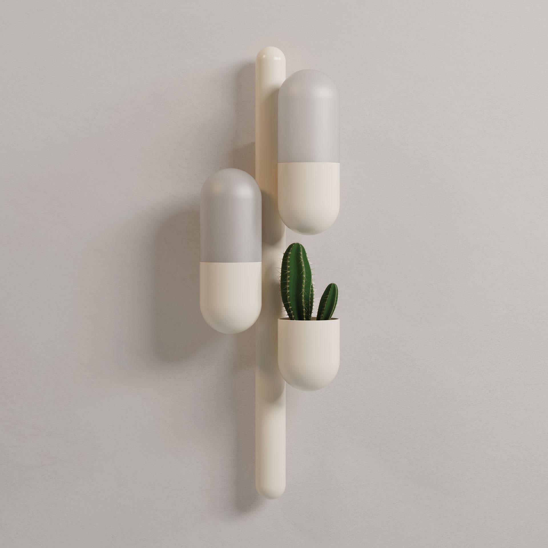 Métal Lampe murale Cactus du 21e siècle en métal laqué et verre blanc par Creativemary en vente