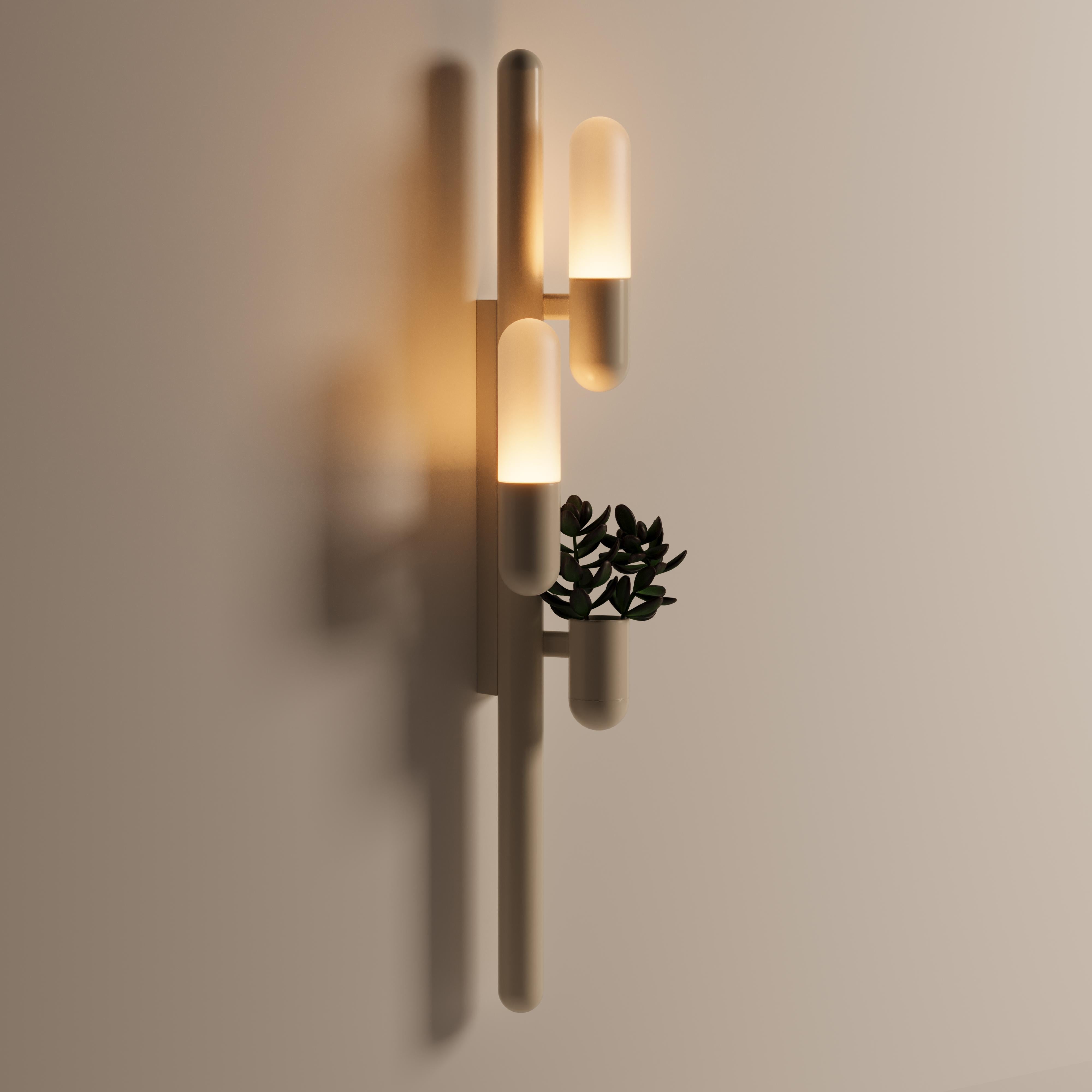 21st Century Cactus Wall Lamp Lacquered Metal White Glass In New Condition For Sale In RIO TINTO, PT