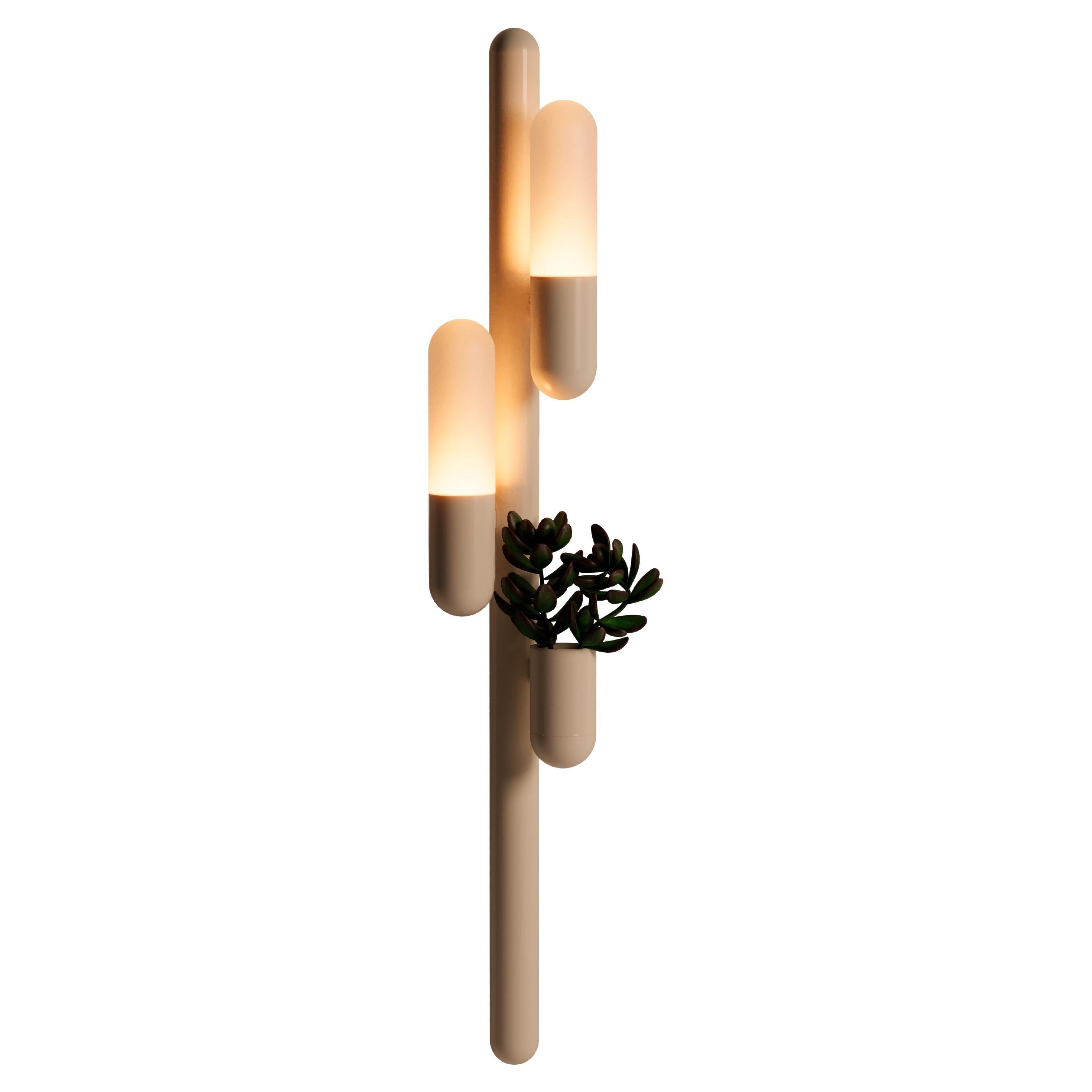 21st Century Cactus Wall Lamp Lacquered Metal White Glass For Sale
