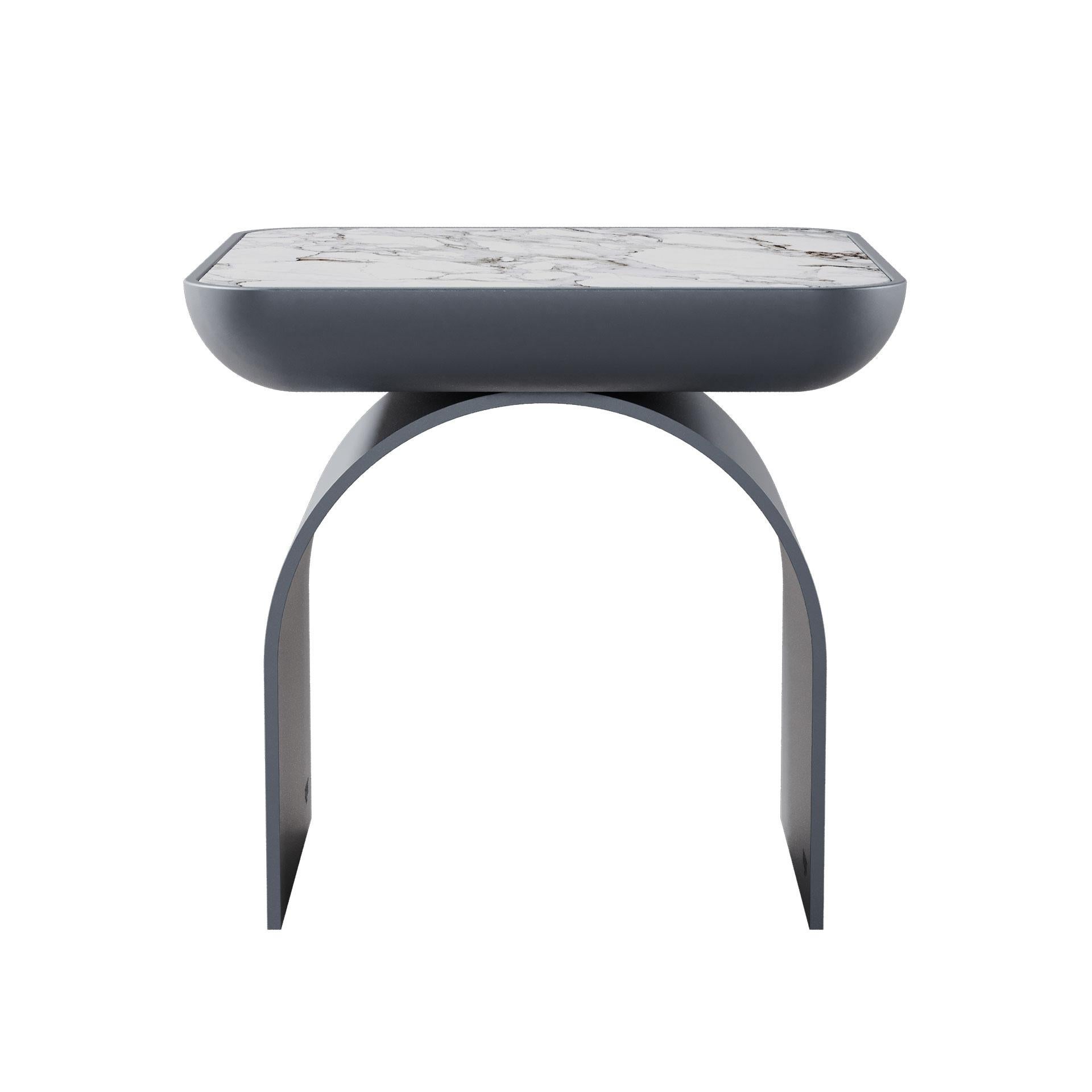 Portugais 21st California Side Table Wood Metal Marble Made in Portugal par Porus Studio en vente