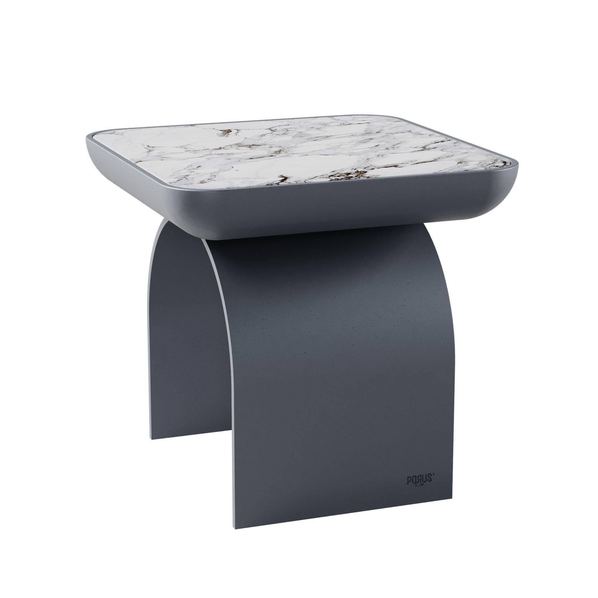 21st Century California Side Table Lacquered Wood and Metal Marble In New Condition For Sale In RIO TINTO, PT