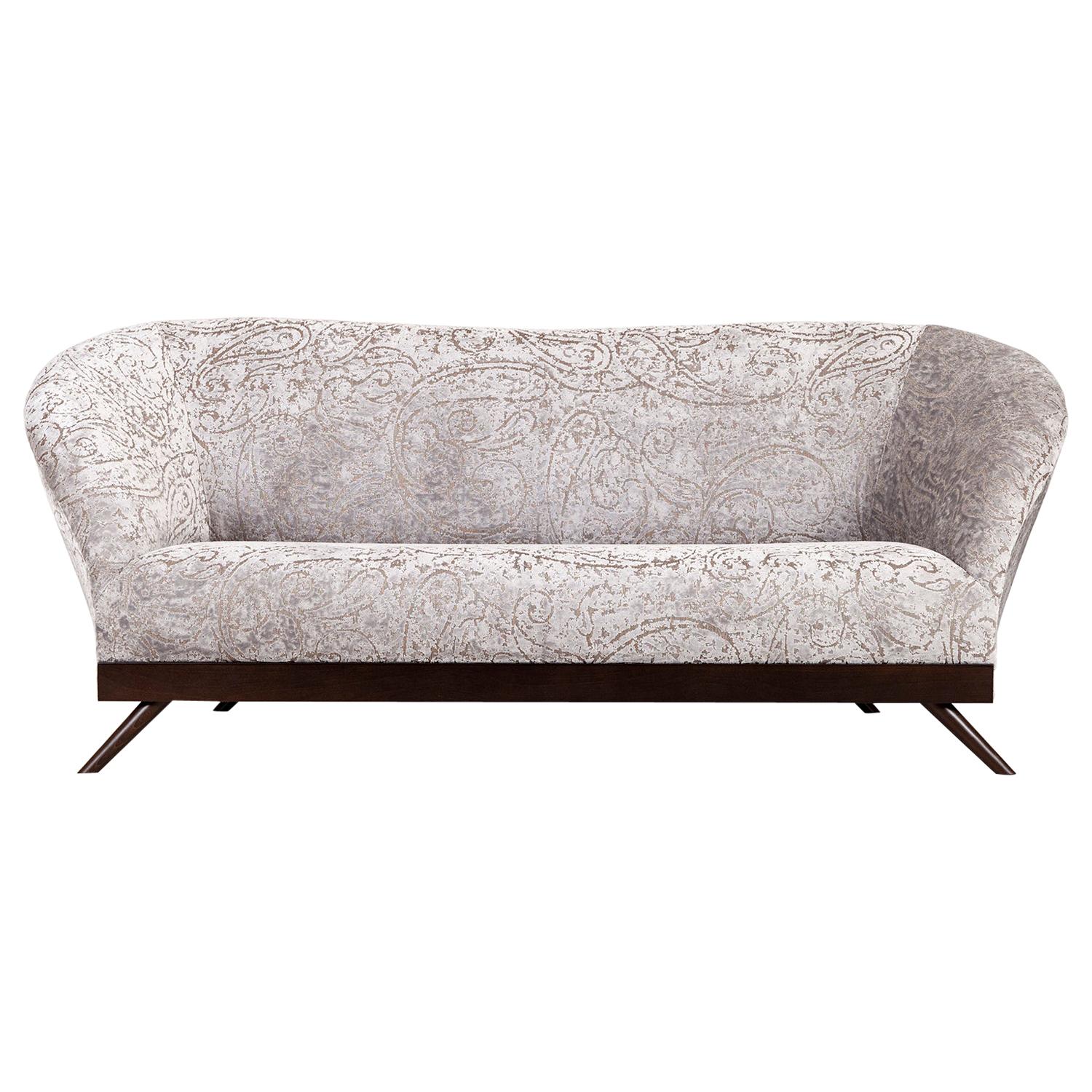 Cambridge 3-Seat Sofa in Pearl Jacquard Velvet Handcrafted by Greenapple
