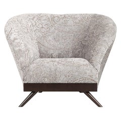 Cambridge Single Sofa in Pearl Jacquard Velvet Handcrafted by Greenapple