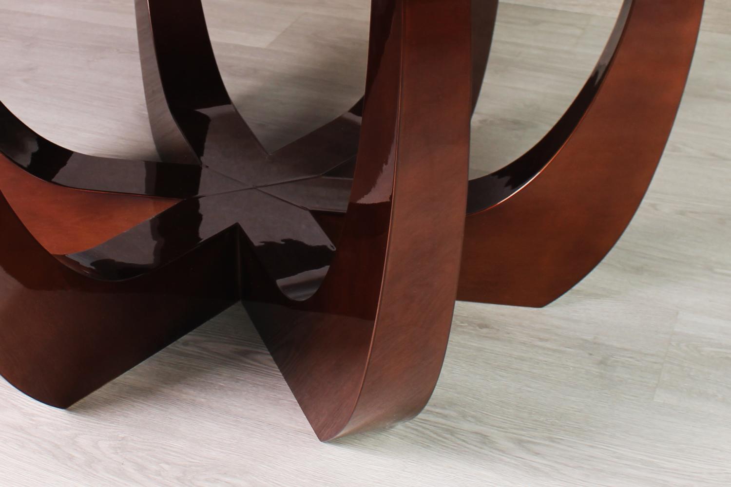Placage Table de salle à manger à baldaquin du 21e siècle en placage de bois faite à la main en vente