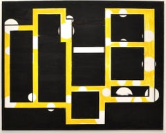 Minimalist Modern Geometric Abstract painting - black yellow canvas Eduardo Barc