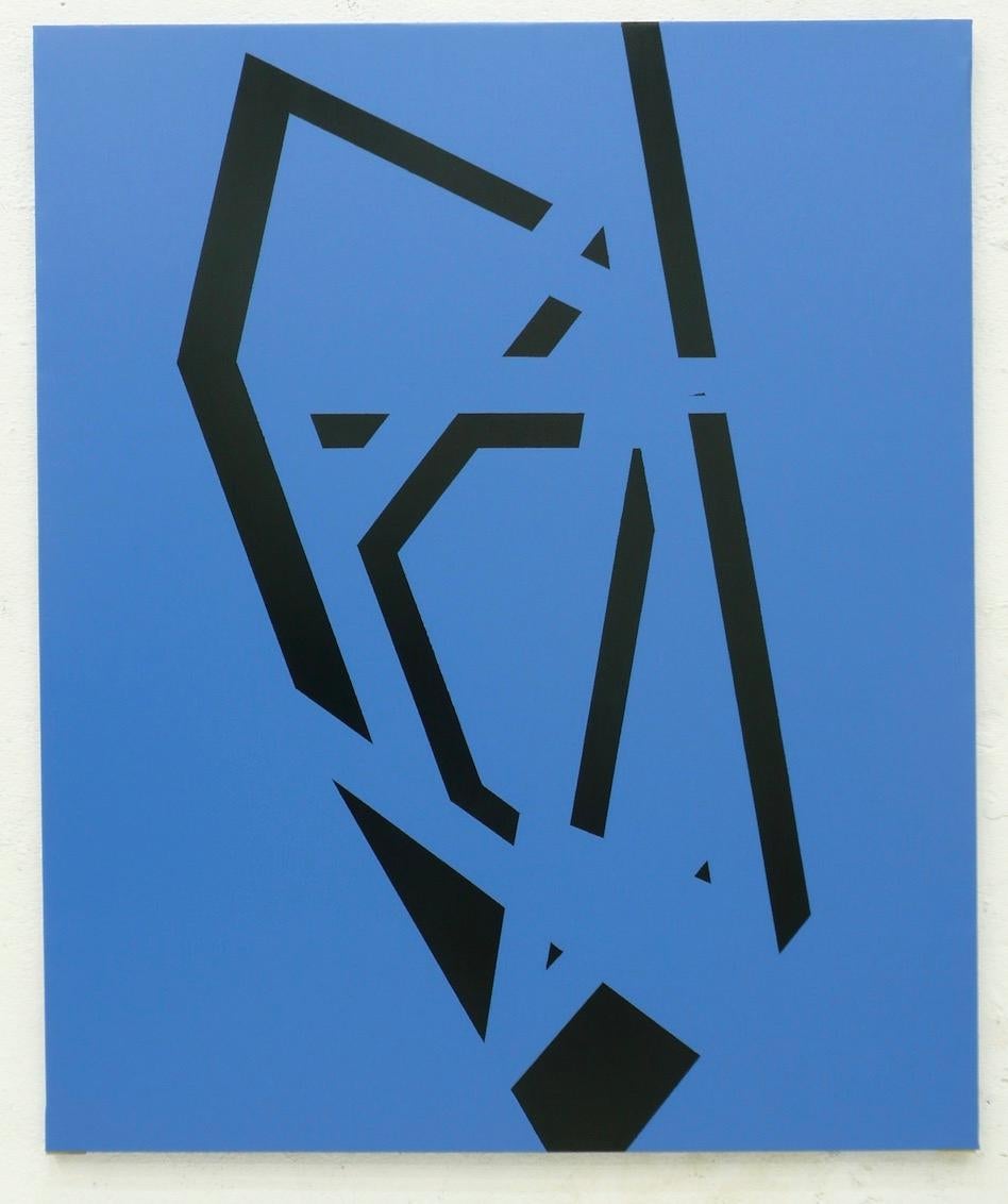 Modern Contemporary Blue Black Abstract Canvas Art by Eduardo Barco - Mixed Technique For Sale
