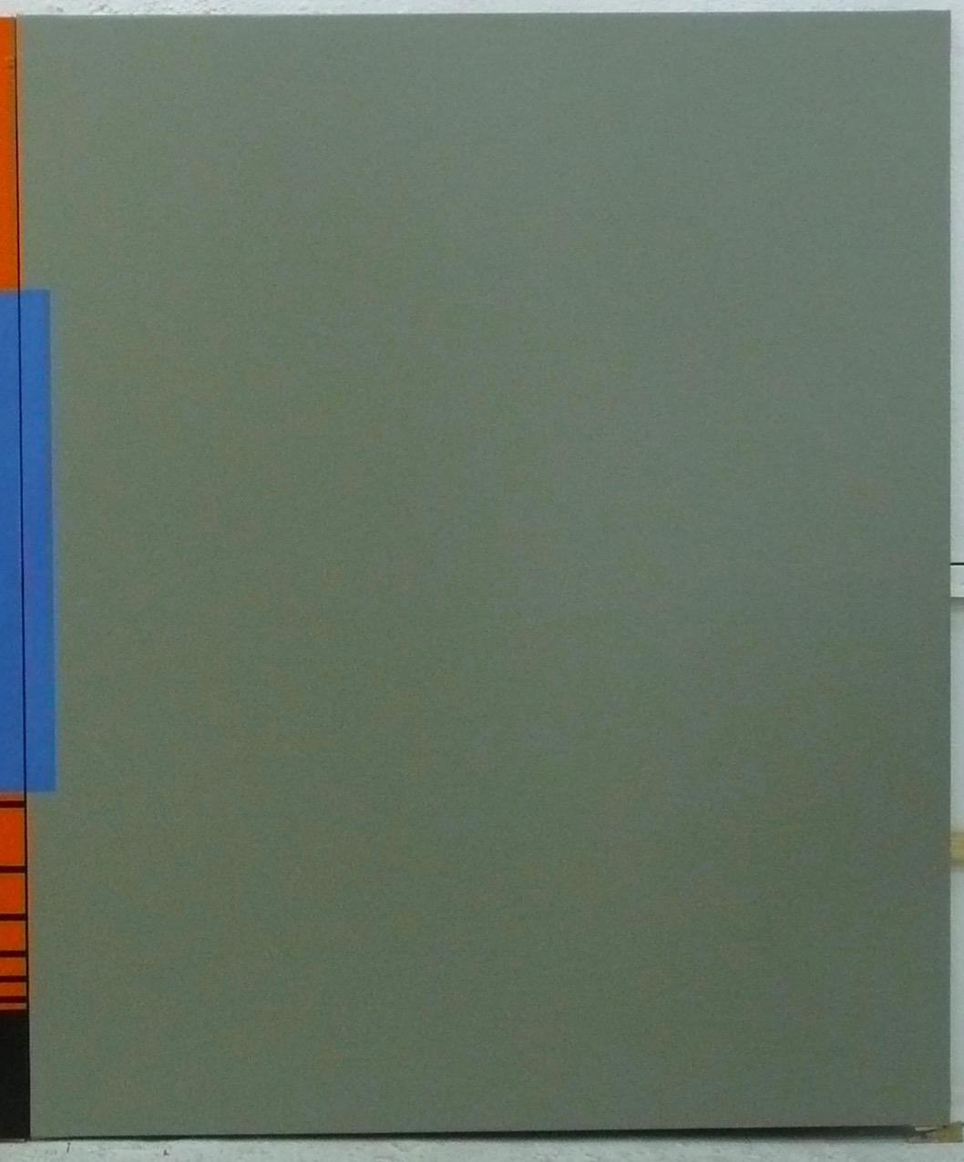 Hand-Painted Modern Geometric Abstract canvas by Eduardo Barco Blue Orange Contemporary For Sale