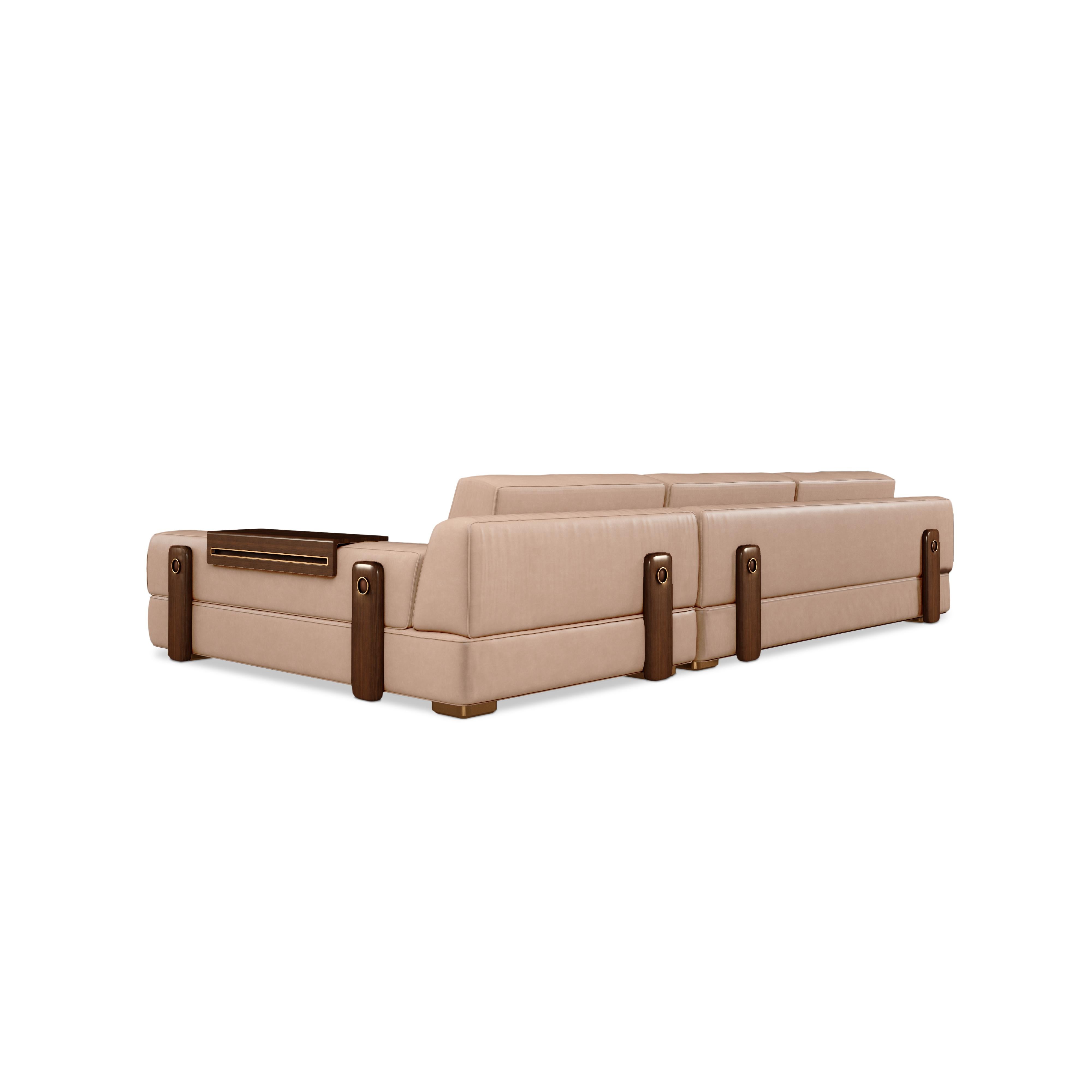 21st Century Canyon Sofa Leather Walnut Wood For Sale 2