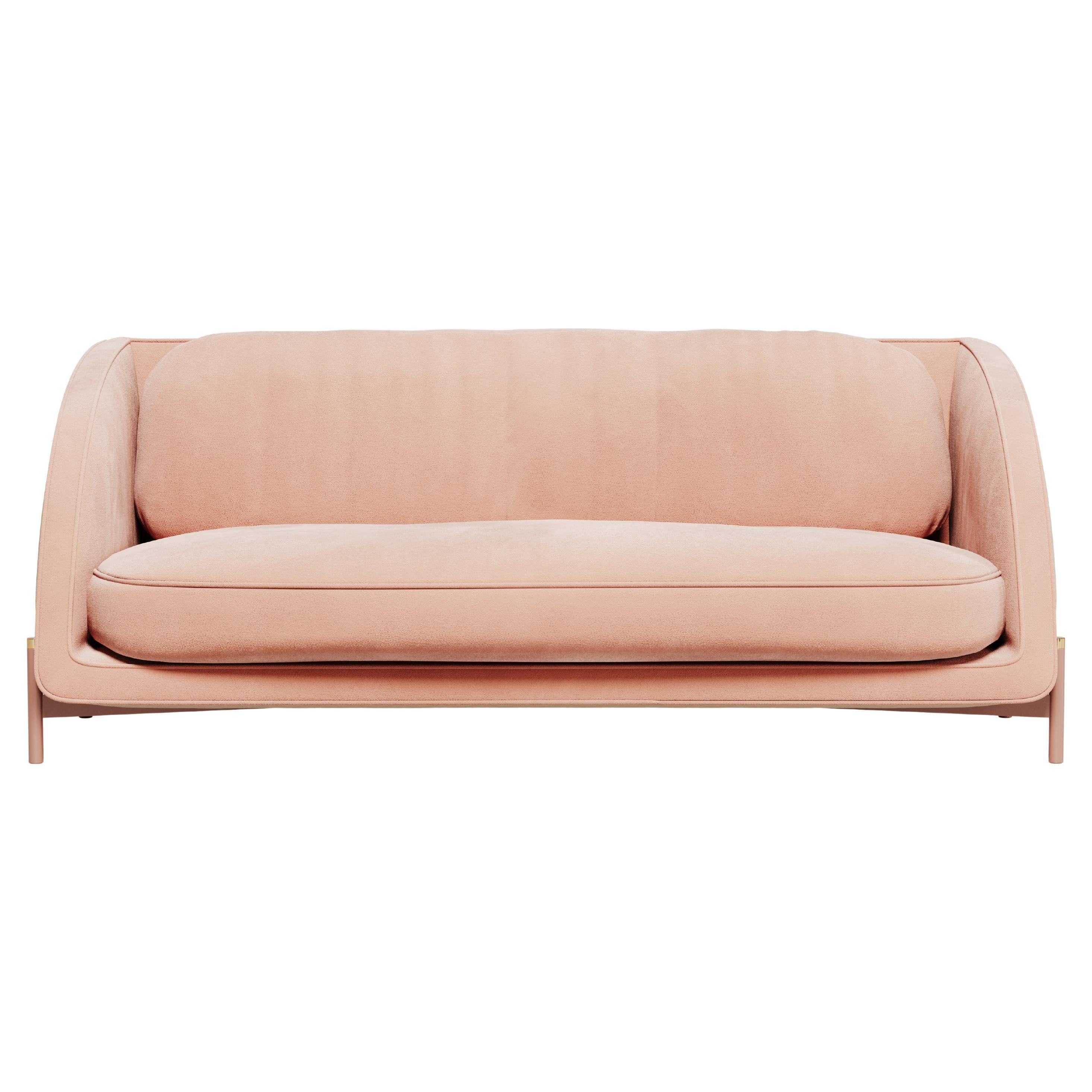 Carole Sofa aus Baumwolle und Samt und Kiefernholz