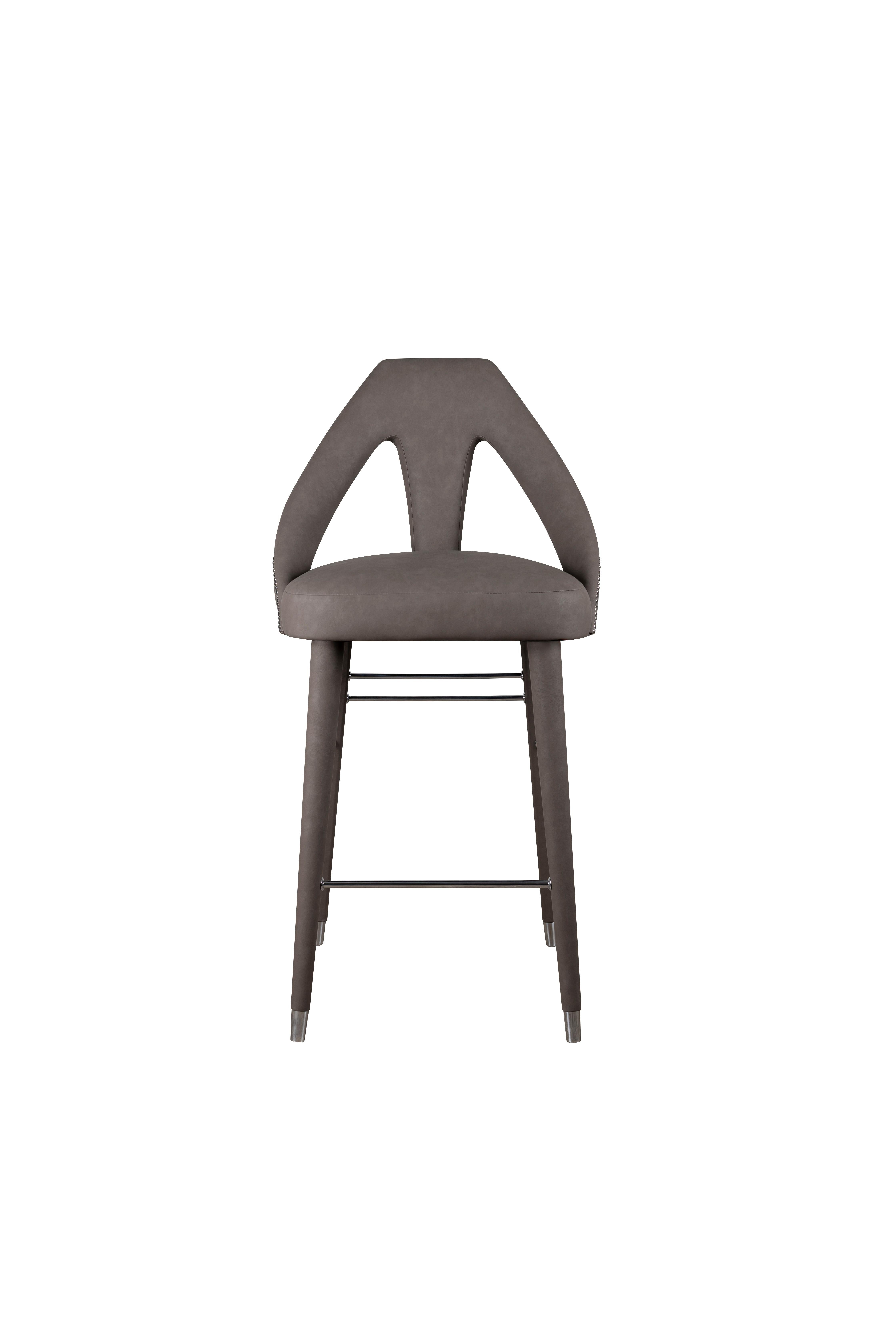 21st Century Chaise de bar Caron en cuir et bois de hêtre Neuf - En vente à RIO TINTO, PT