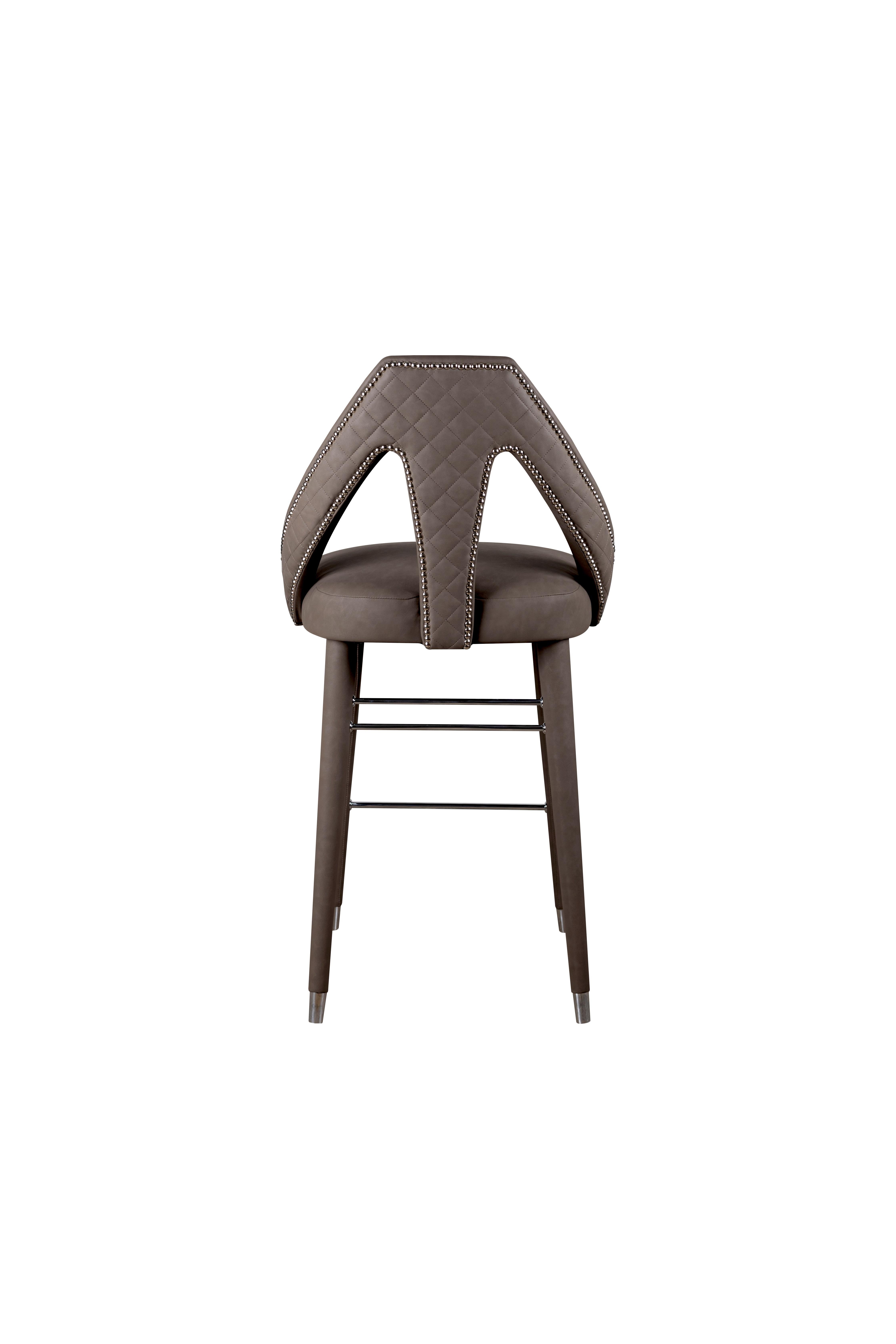 21st Century Caron Bar Chair Leather Beechwood For Sale 2