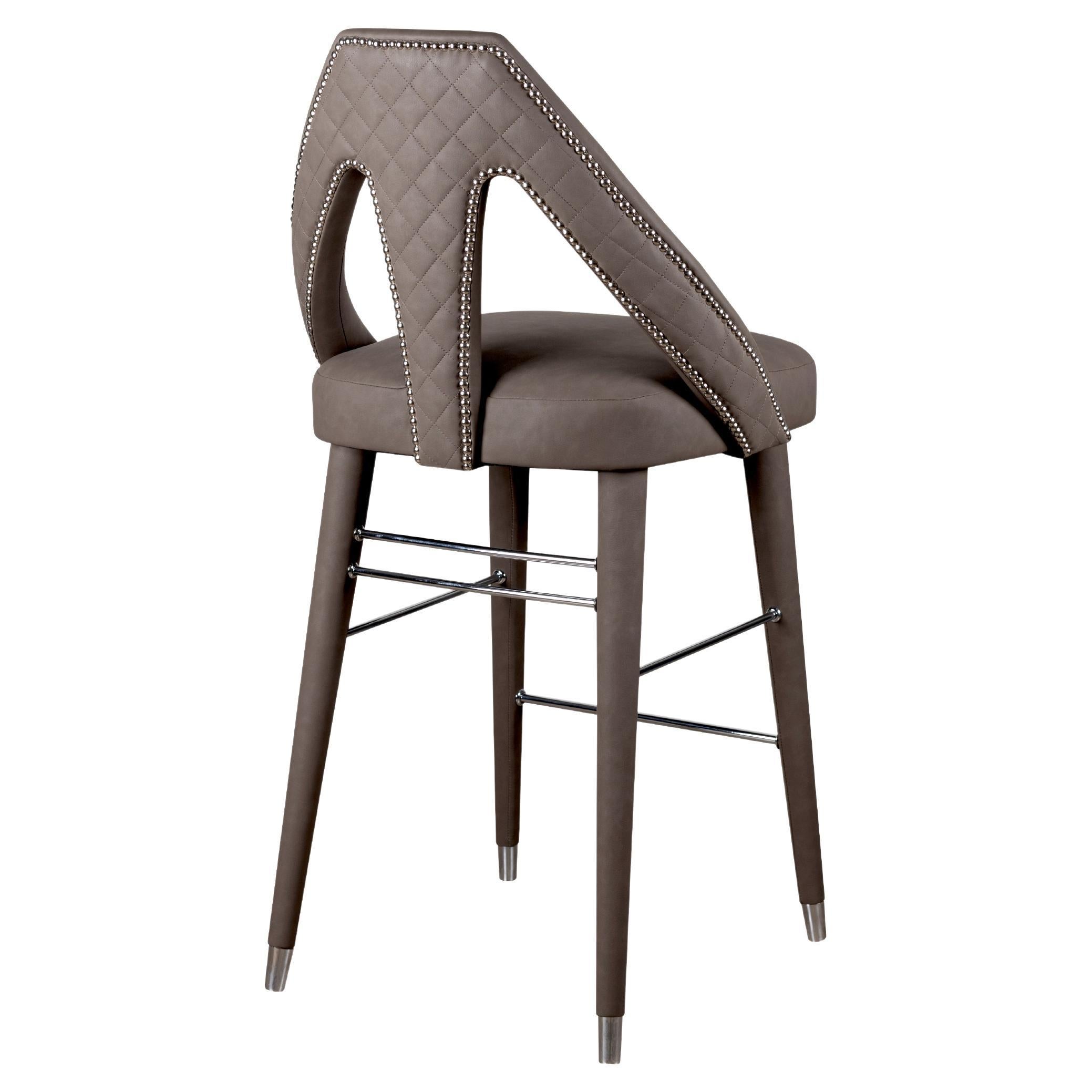 21st Century Caron Bar Chair Leather Beechwood For Sale