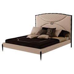 Lit Carpanese Home Italia du 21e siècle avec pieds en bois moderne, 7094