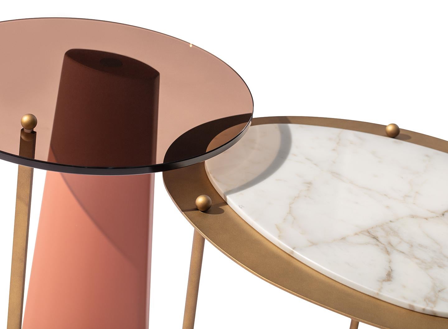 Métal Table basse Carpanese Home Italia du 21e siècle avec marbre moderne, Island H en vente