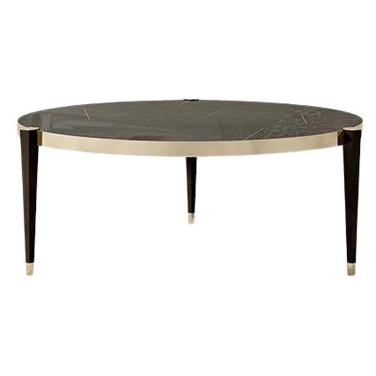 Table basse Carpanese Home Italia du 21e siècle avec détails en métal moderne, 7530