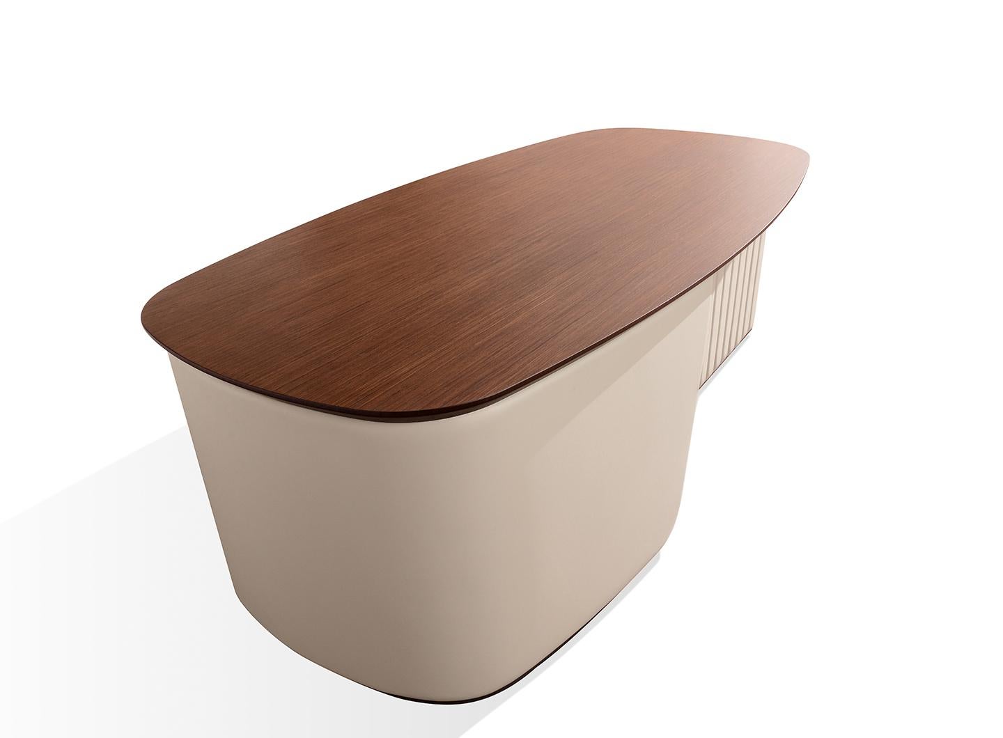 21st Century Carpanese Home Italia Desk with Leather Base Modern, Arthur S For Sale 6