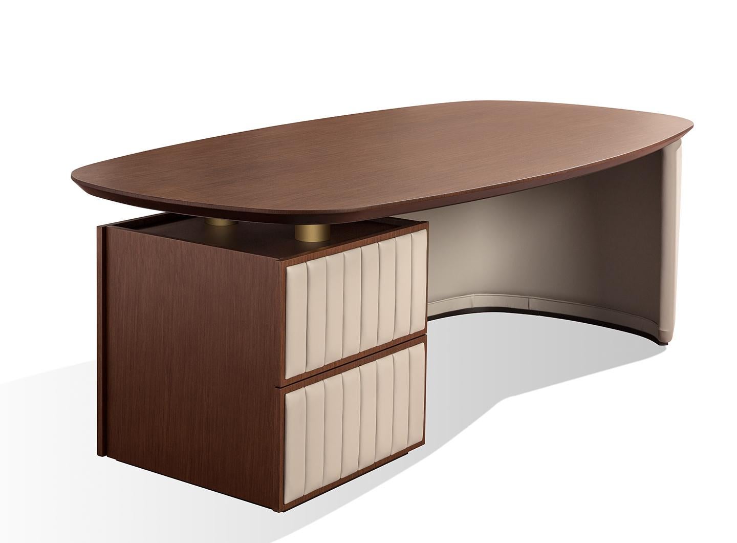Contemporary 21st Century Carpanese Home Italia Desk with Leather Base Modern, Arthur S For Sale
