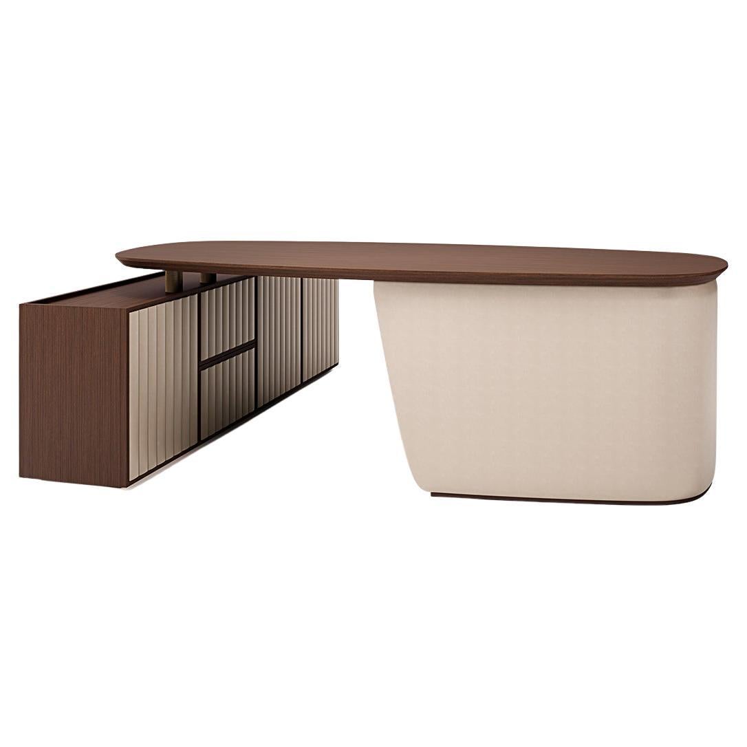 21st Century Carpanese Home Italia Desk with Leather Base Modern, Arthur XL For Sale