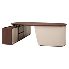 21st Century Carpanese Home Italia Desk with Leather Base Modern, Arthur XL