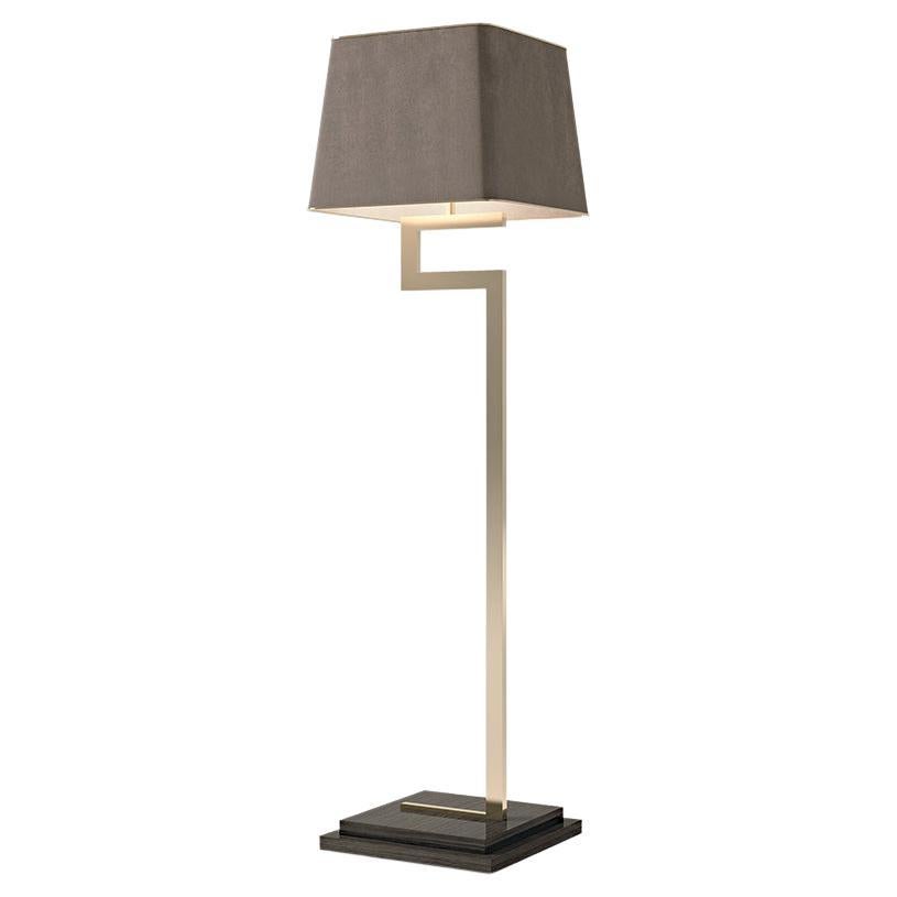 21st Century Carpanese Home Italia Floor Lamp with Wooden Base Modern, 7907 For Sale