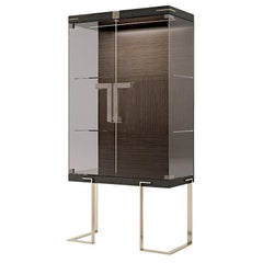Meuble de rangement en verre avec pieds en métal moderne de style Carpanese Home Italia du 21e siècle, 7901