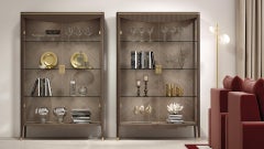 7301 Carpanese Home Italia Glass Cabinet with Wood Frame