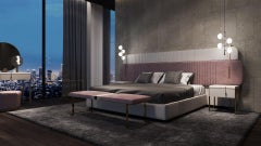 Carpanese Home Italia Nachttisch des 21. Jahrhunderts mit Metallsockel Modern, Althea N