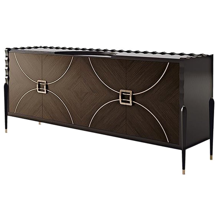 21° secolo Carpanese Home Italia Credenza con dettagli in metallo Moderna, 7002 in vendita