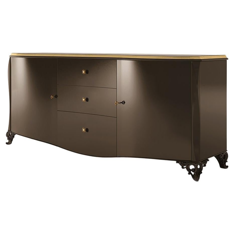 21st Century Carpanese Home Italia Sideboard with Wooden Legs Neoclassic, 6202 For Sale