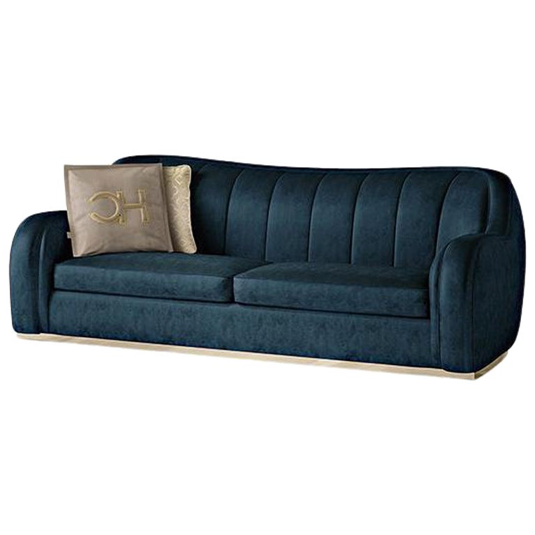 Canapé Carpanese Home Italia du 21e siècle avec base en métal néoclassique, 6736