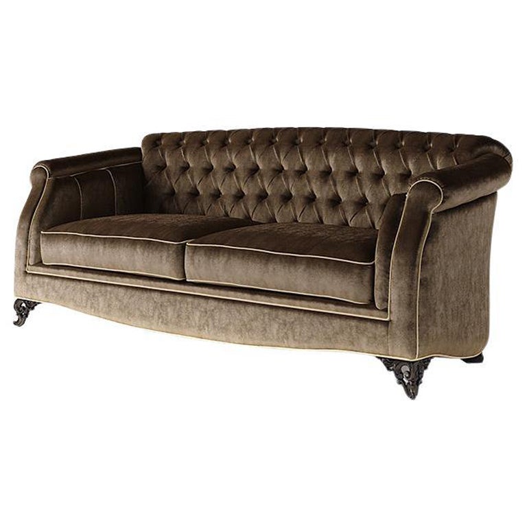 Canapé Carpanese Home Italia du 21e siècle avec pieds en bois néoclassique, 6236