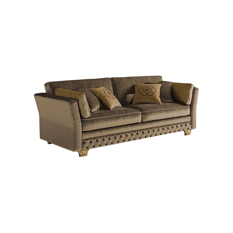 Canapé Carpanese Home Italia du 21e siècle avec pieds en bois néoclassique, 6436