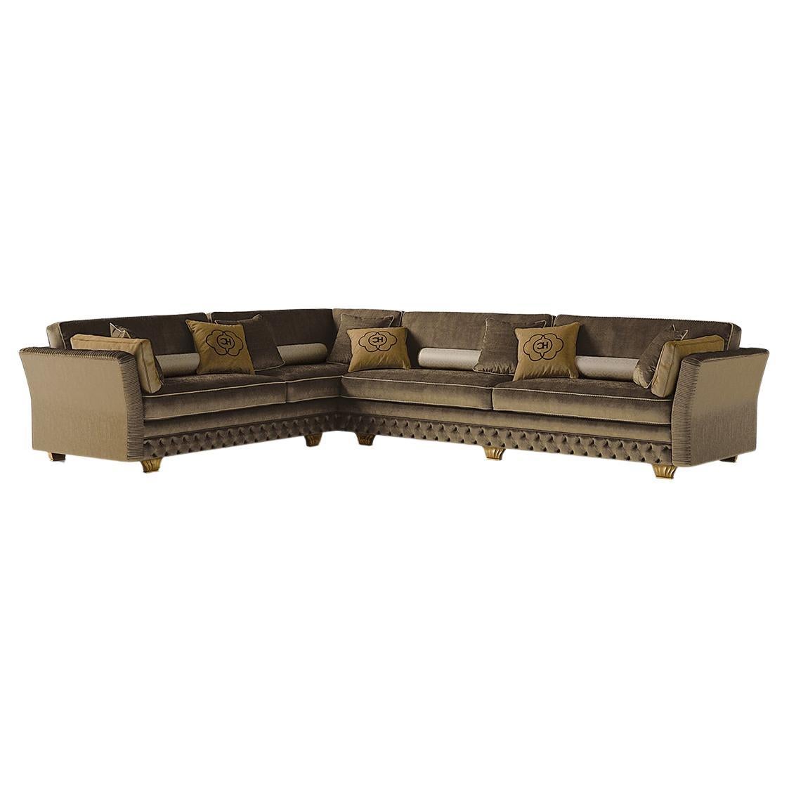 21st Century Carpanese Home Italia Sofa with Wooden Legs Neoclassic, 6443 For Sale