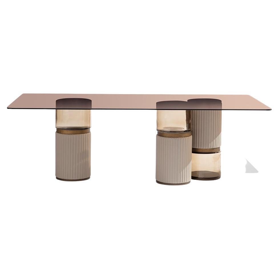 Table Carpanese Home Italia du 21e siècle avec plateau en verre moderne, Imperial S