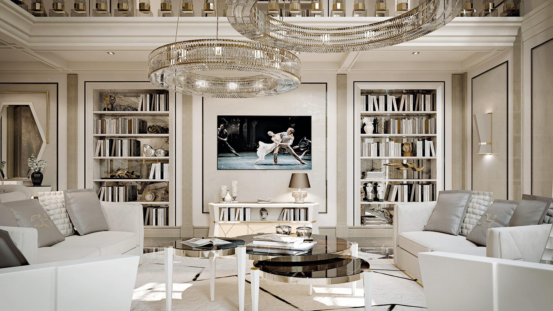 Tv cabinet with three drawers. Created to stand out and be the most luxurious collection ever. With its iconic shape almost like a diamond, enriched by the use of 