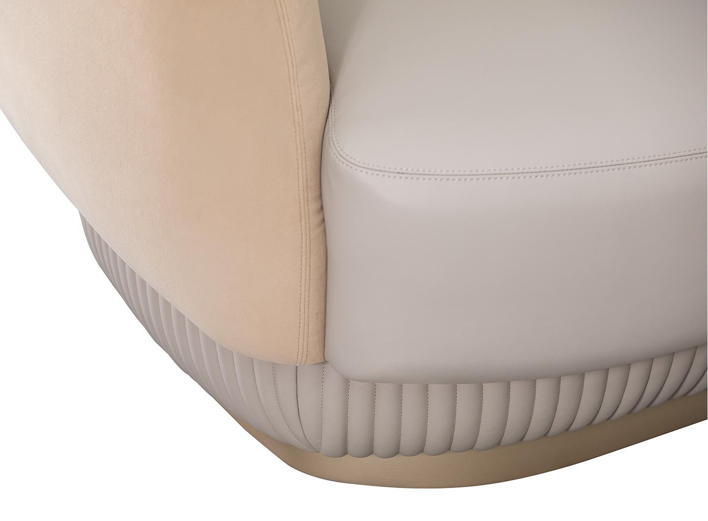 Italian 21st Century Carpanese Home Italia Upholstered Armchair Modern, Moon For Sale